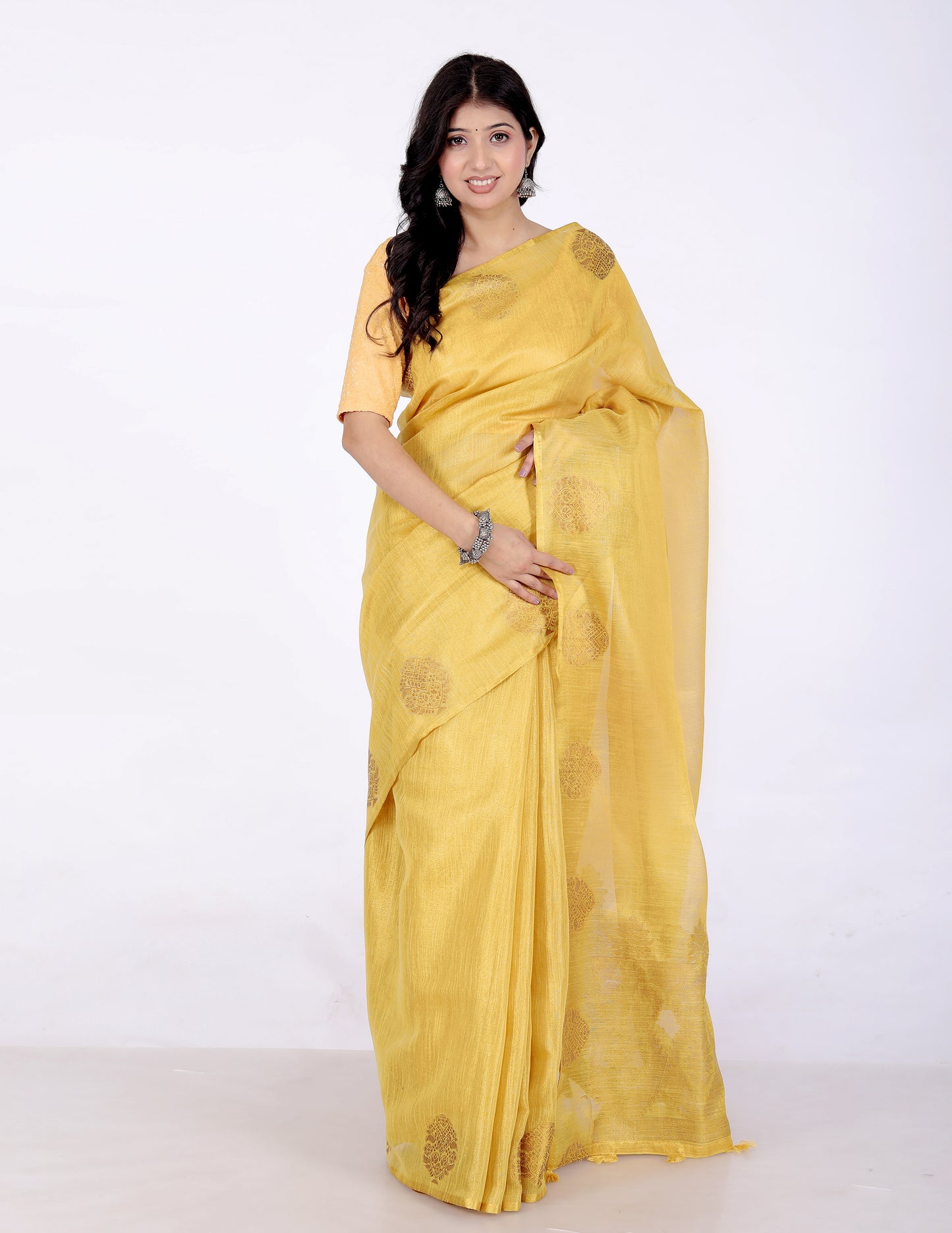 Pure Handloom Tissue Silk Zari Motif Saree