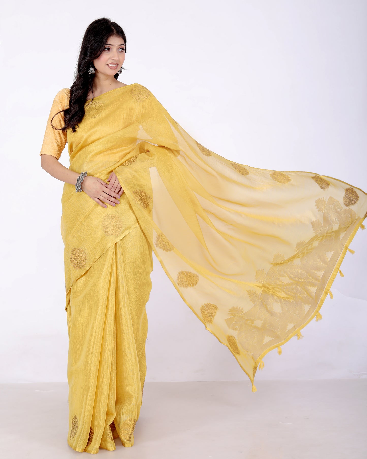Pure Handloom Tissue Silk Zari Motif Saree