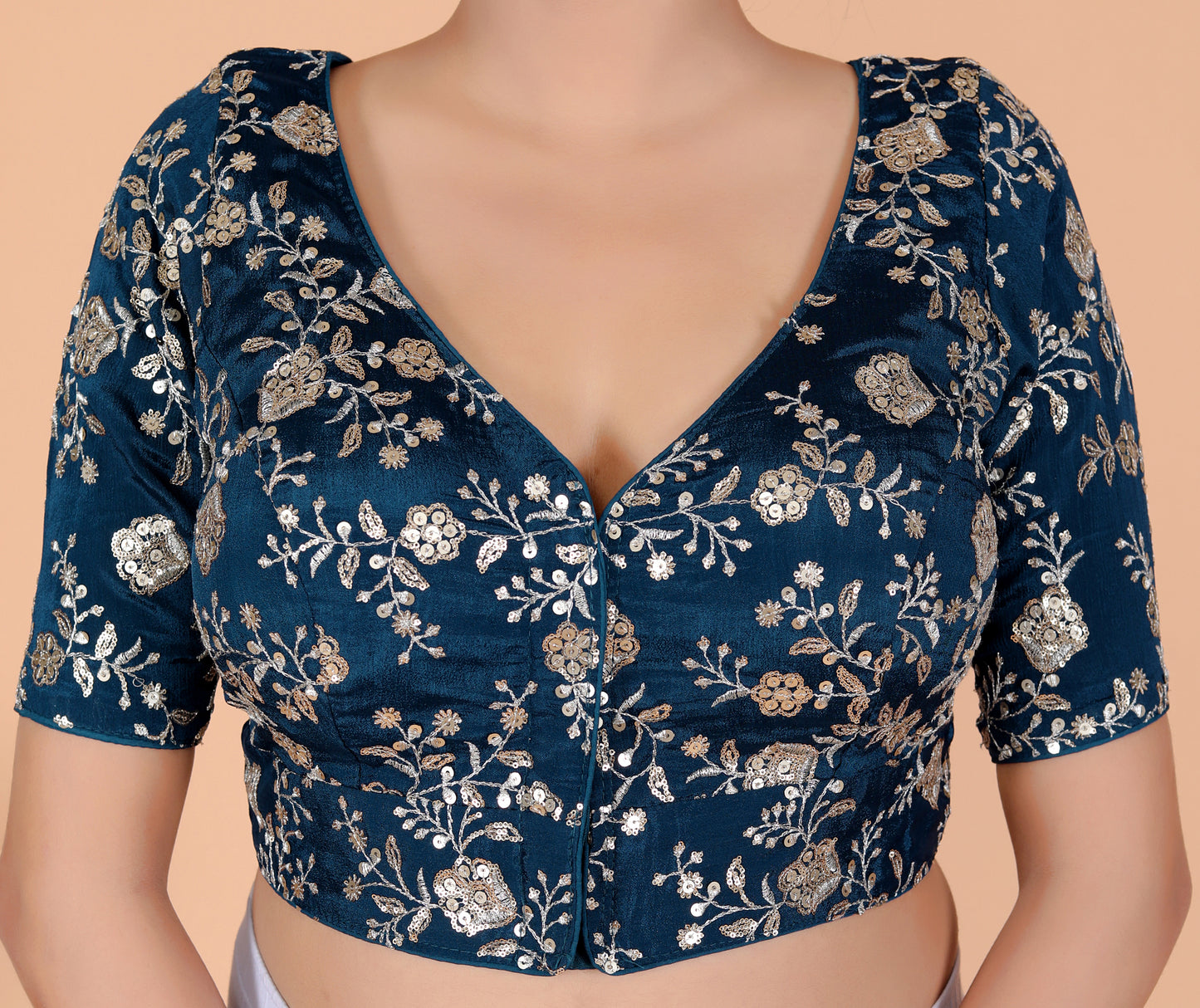 CHINON SEQUENCE ZARI EMBROIDERY WORK BLOUSE BY SKFBHOLUBHAI