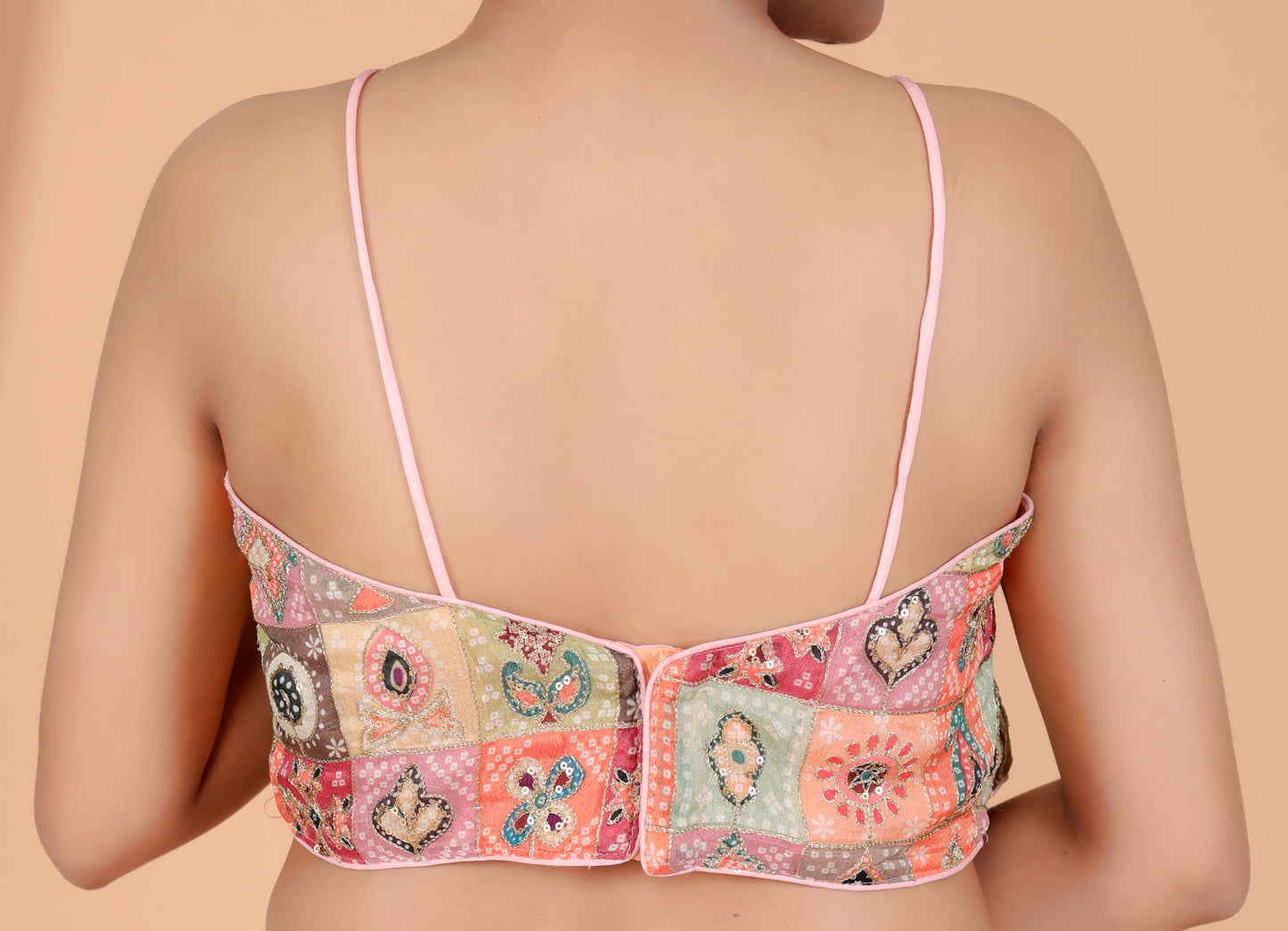 SILK SPAGHETTI SEQUENCE EMBROIDERY OUTLINE WORK BLOUSE BY SKFBHOLUBHAI