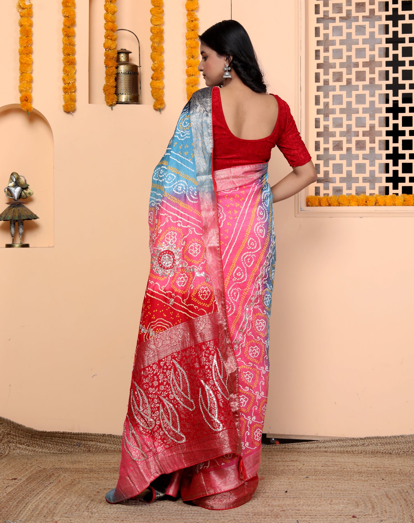 JAIPURI MULTIDYE GOTTAPATTI BHANDEJ SAREE