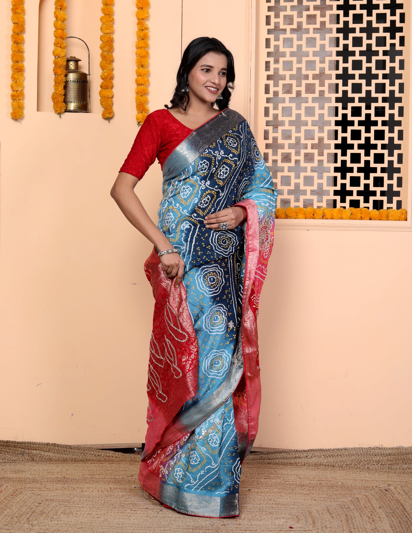 JAIPURI MULTIDYE GOTTAPATTI BHANDEJ SAREE