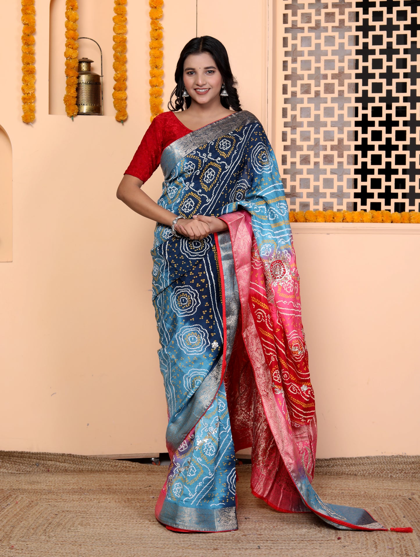 JAIPURI MULTIDYE GOTTAPATTI BHANDEJ SAREE