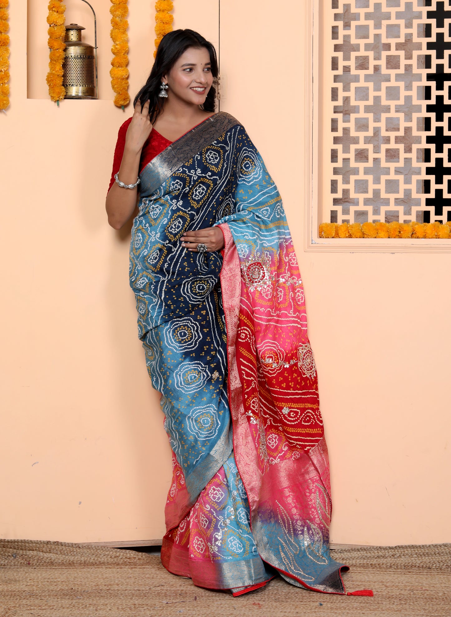 JAIPURI MULTIDYE GOTTAPATTI BHANDEJ SAREE