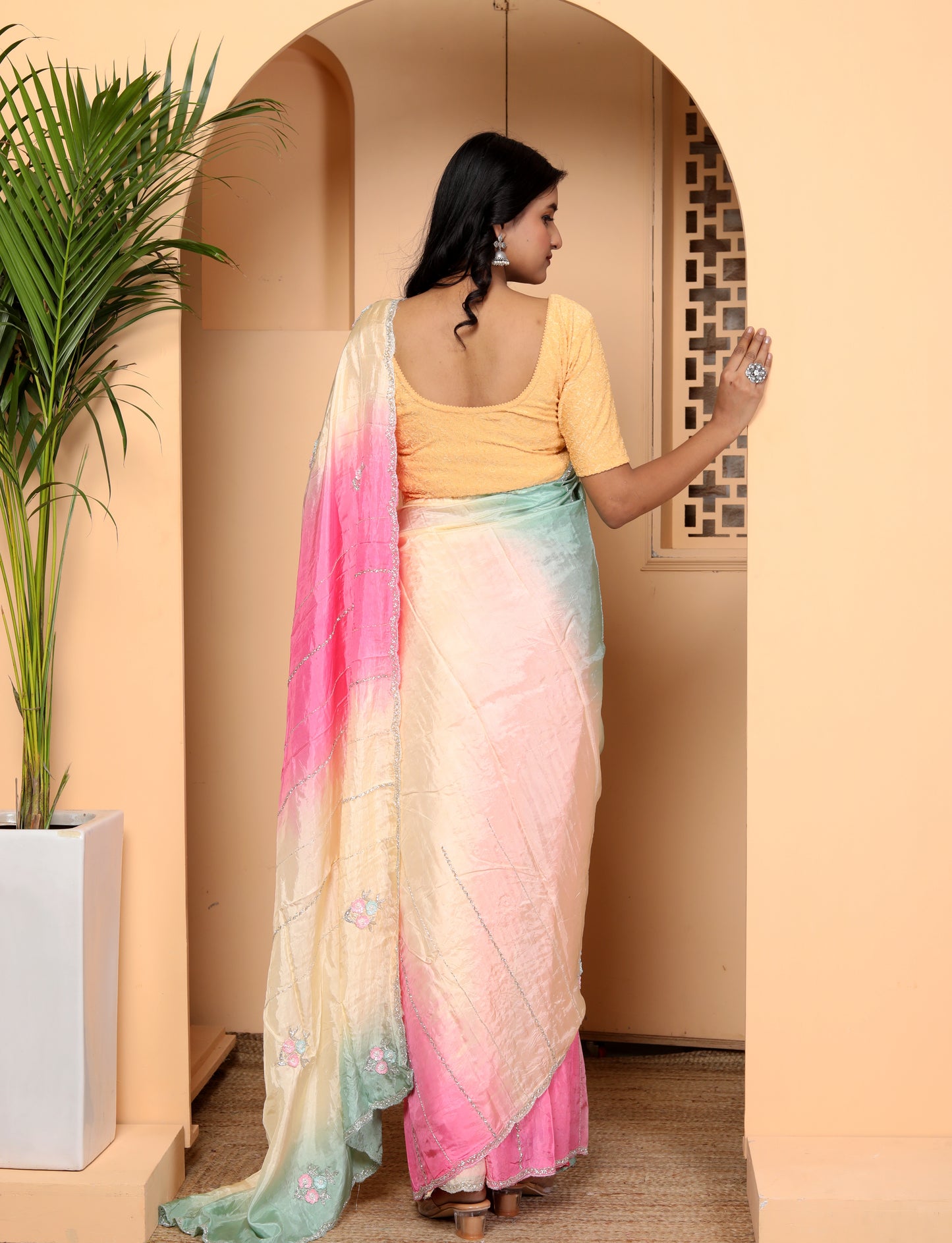 JAIPURI MULTIDYE HANWORK SAREE