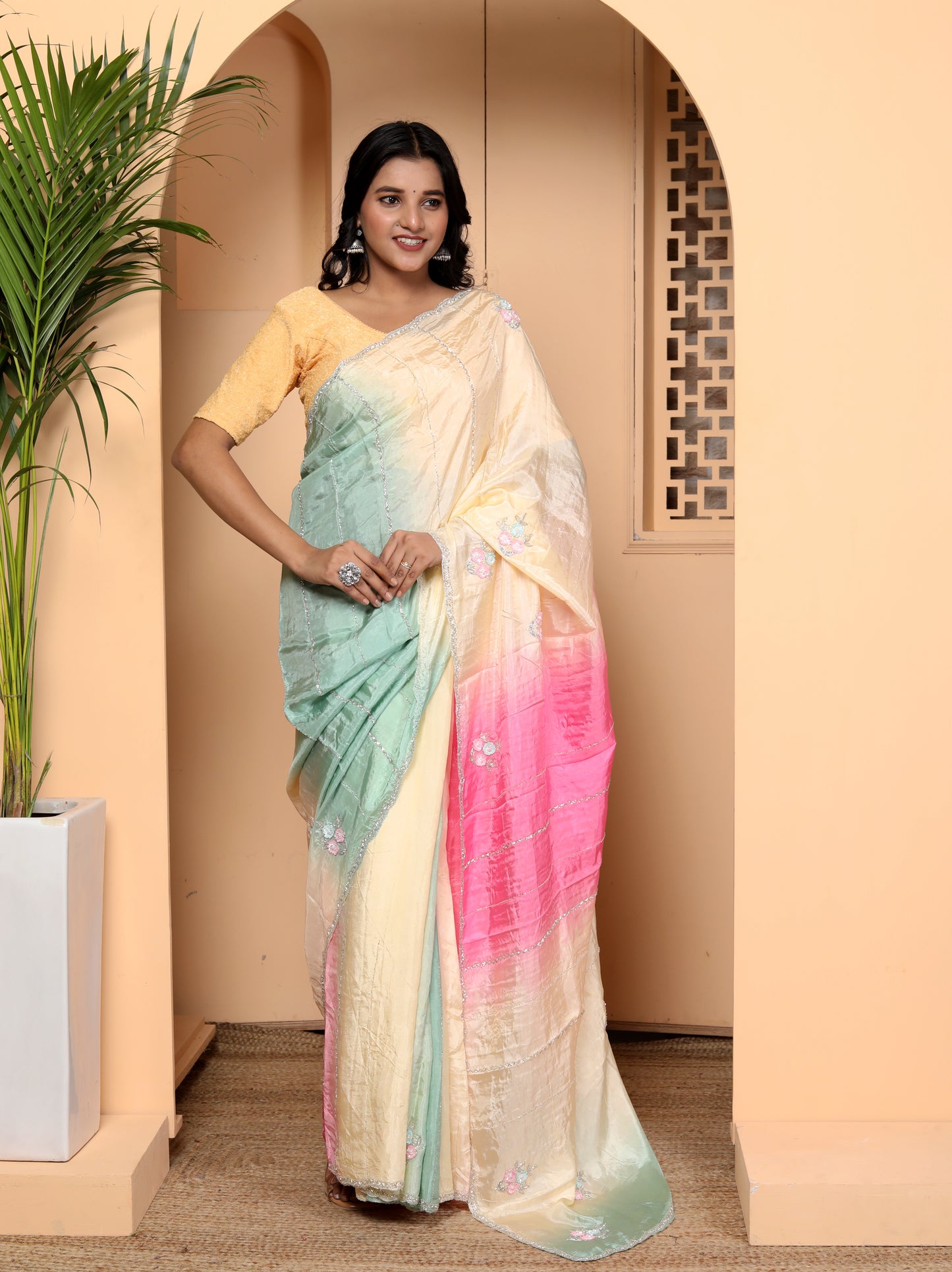 JAIPURI MULTIDYE HANWORK SAREE