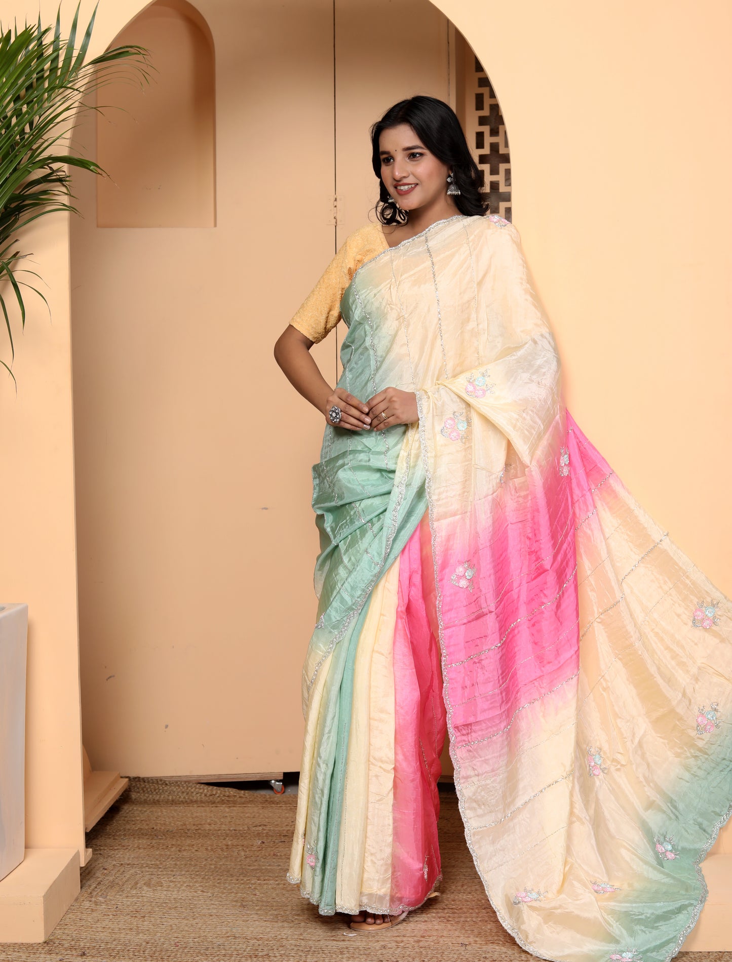 JAIPURI MULTIDYE HANWORK SAREE