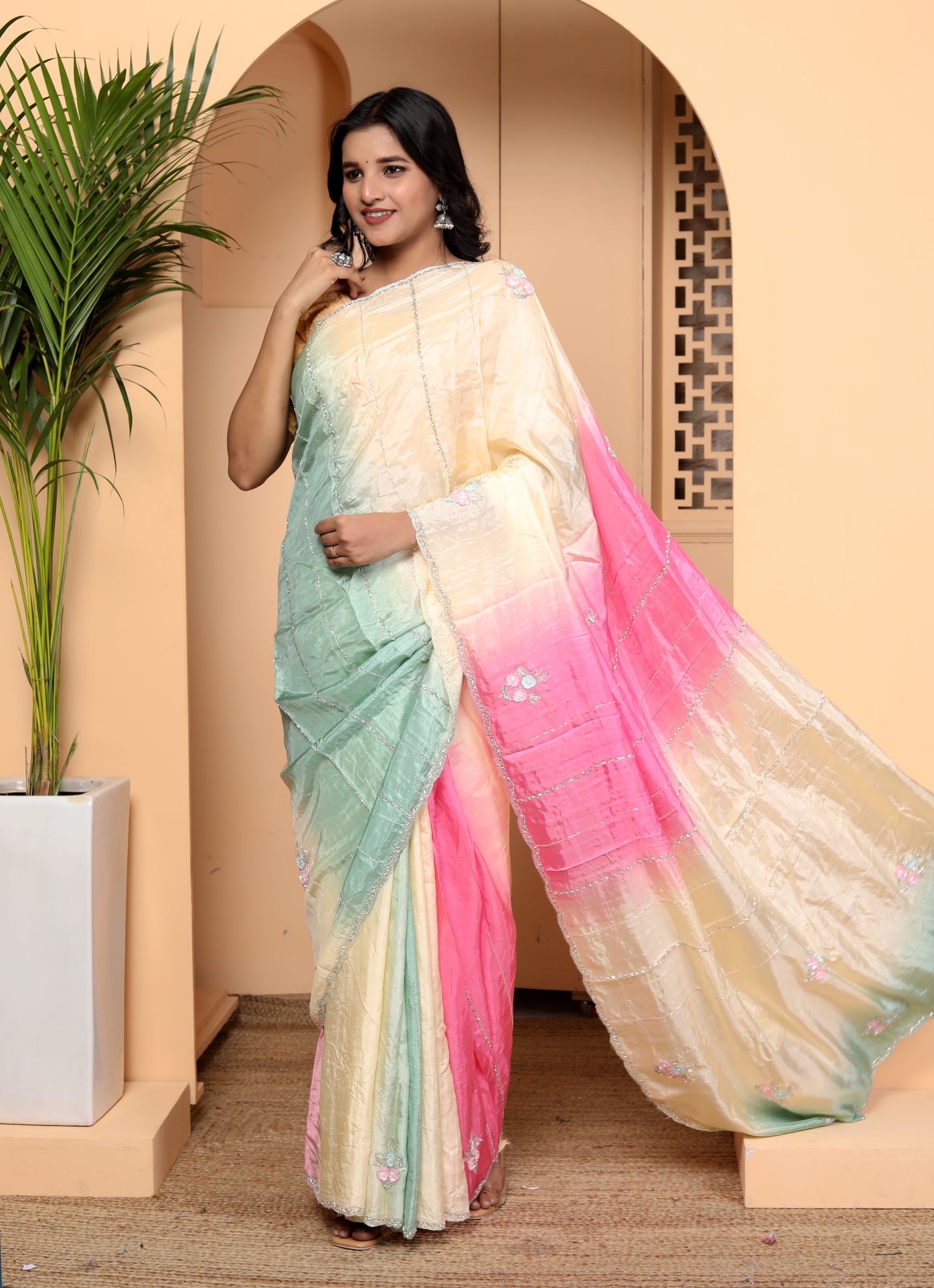 JAIPURI MULTIDYE HANWORK SAREE