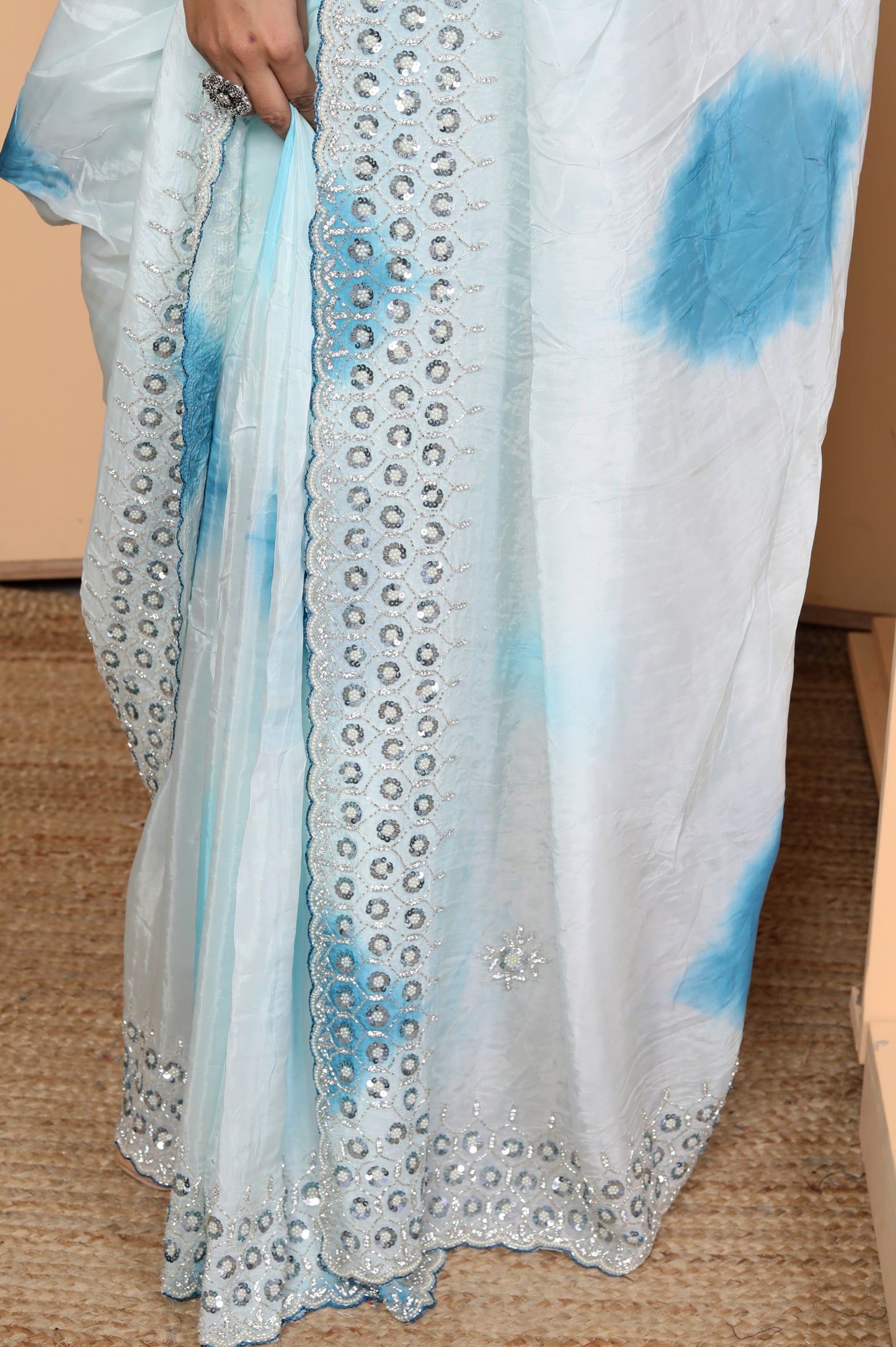 JAIPURI TIEDYE HANDWORK BORDER SAREE