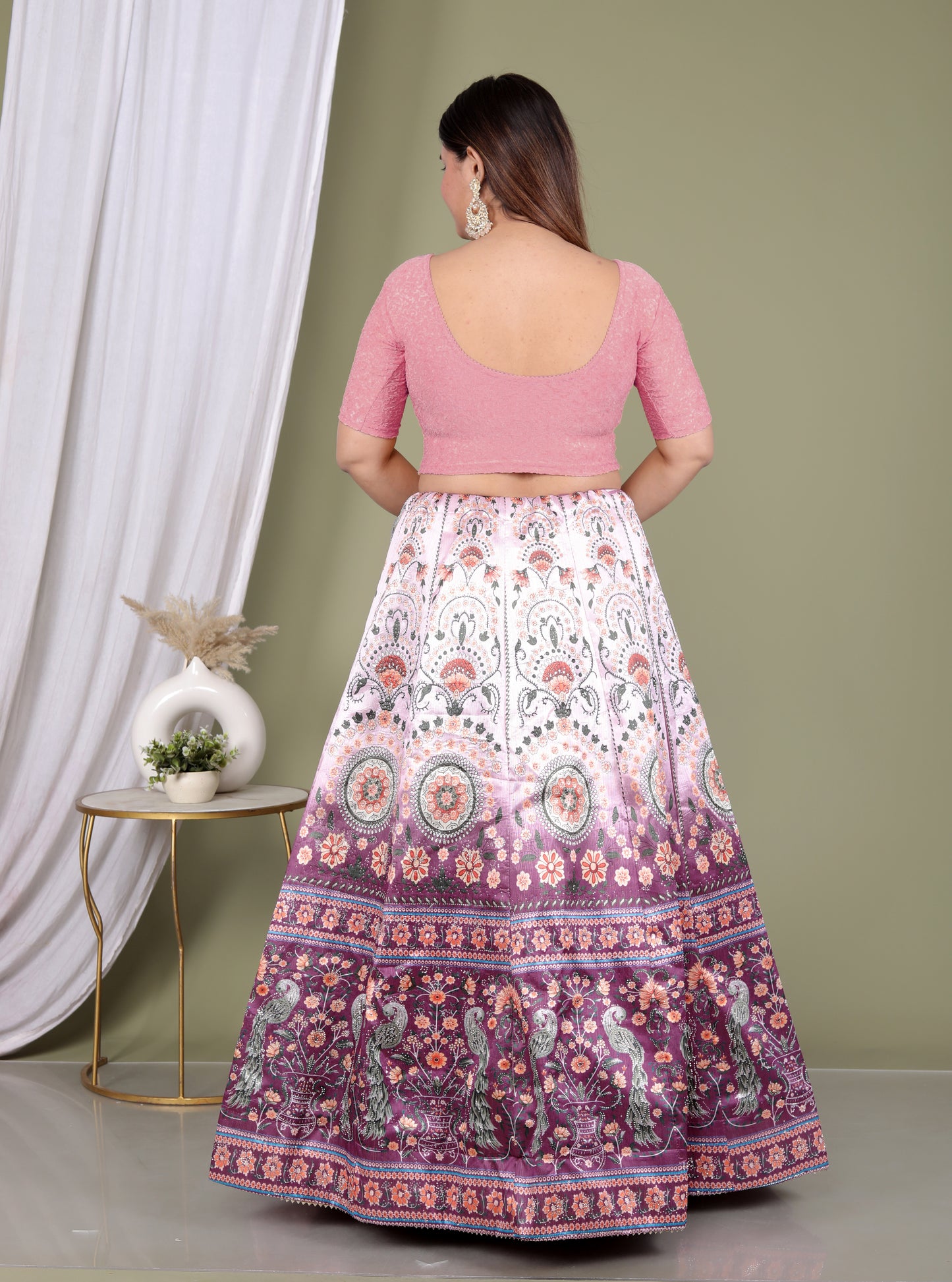 PURE SILK DIGITAL HAND DETAILING LEHNGA