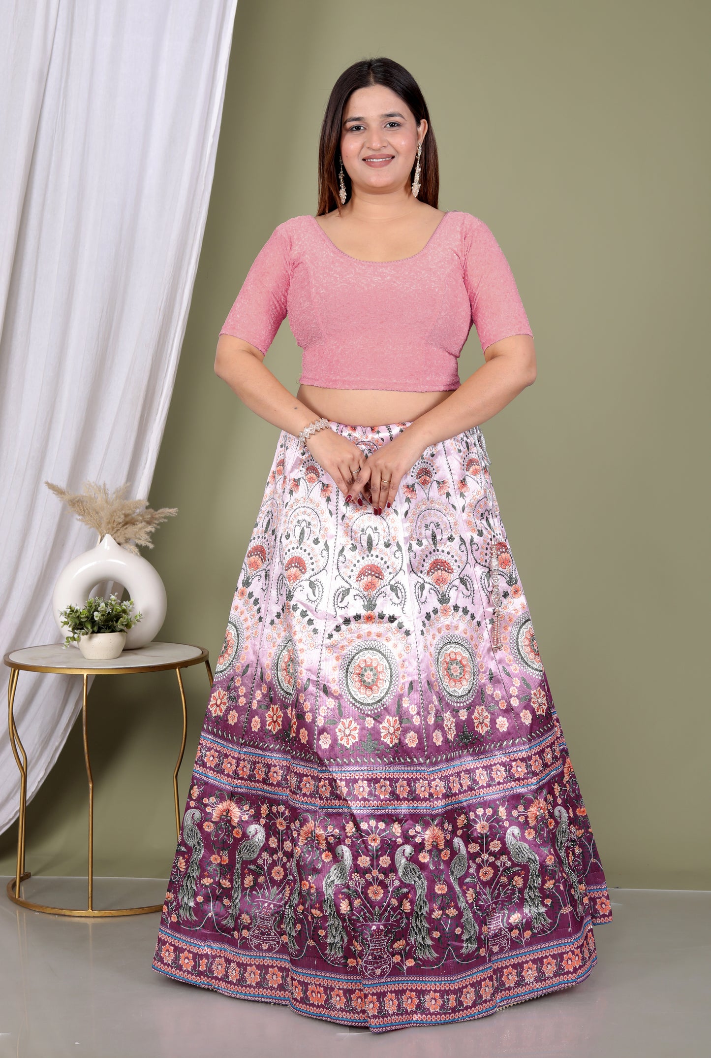 PURE SILK DIGITAL HAND DETAILING LEHNGA