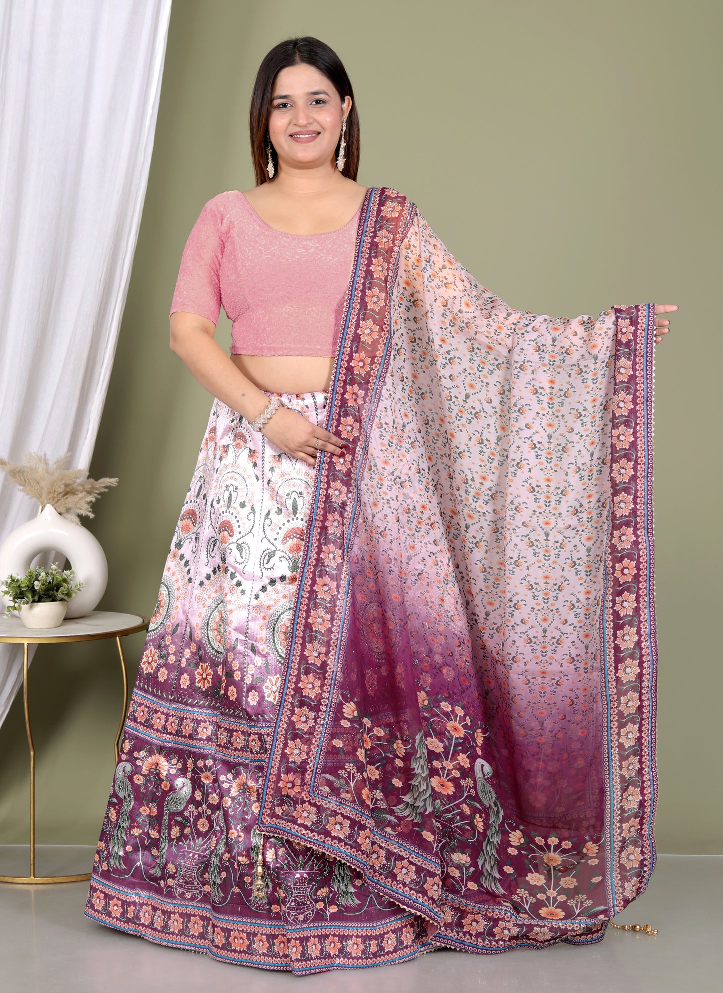 PURE SILK DIGITAL HAND DETAILING LEHNGA