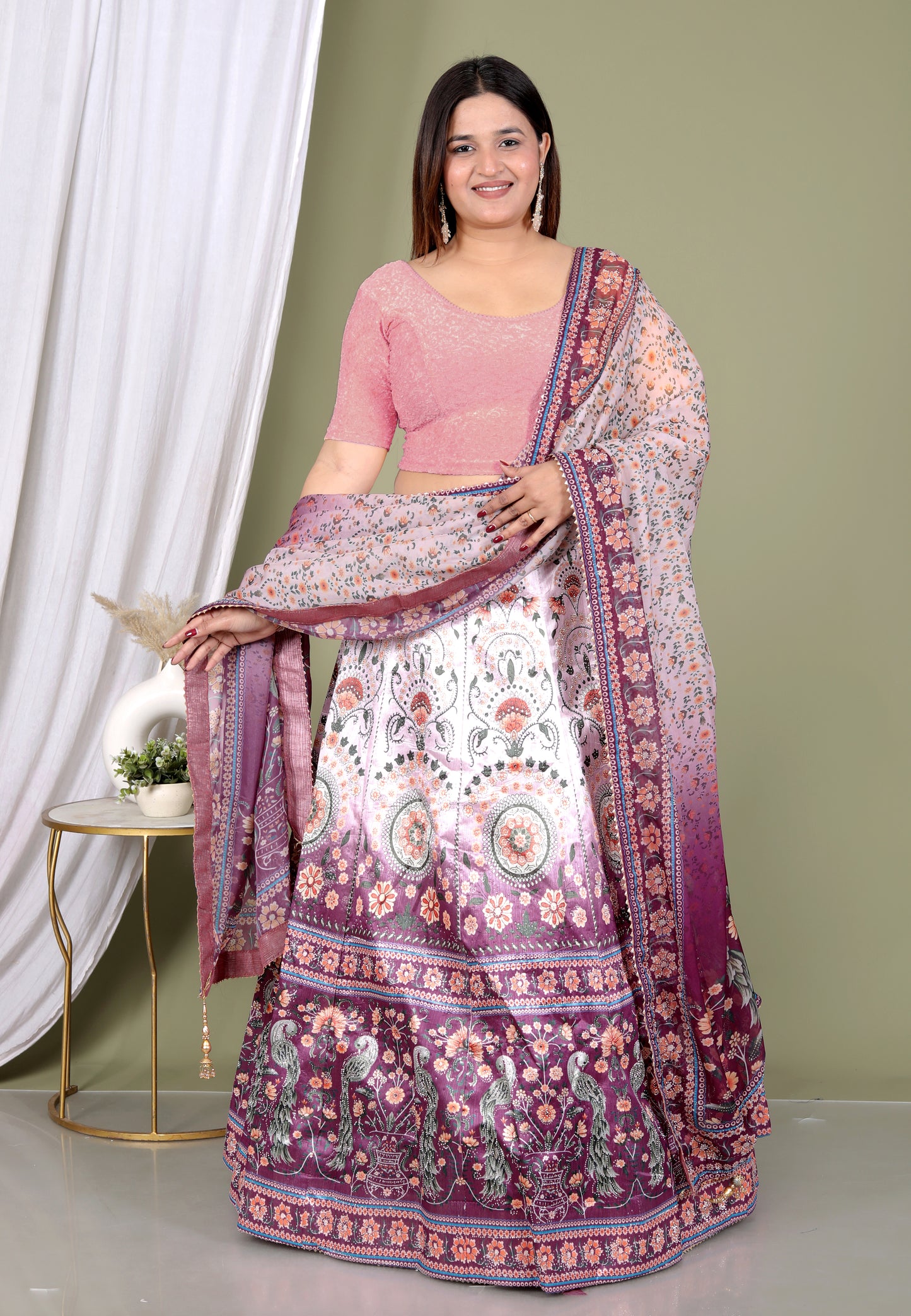 PURE SILK DIGITAL HAND DETAILING LEHNGA