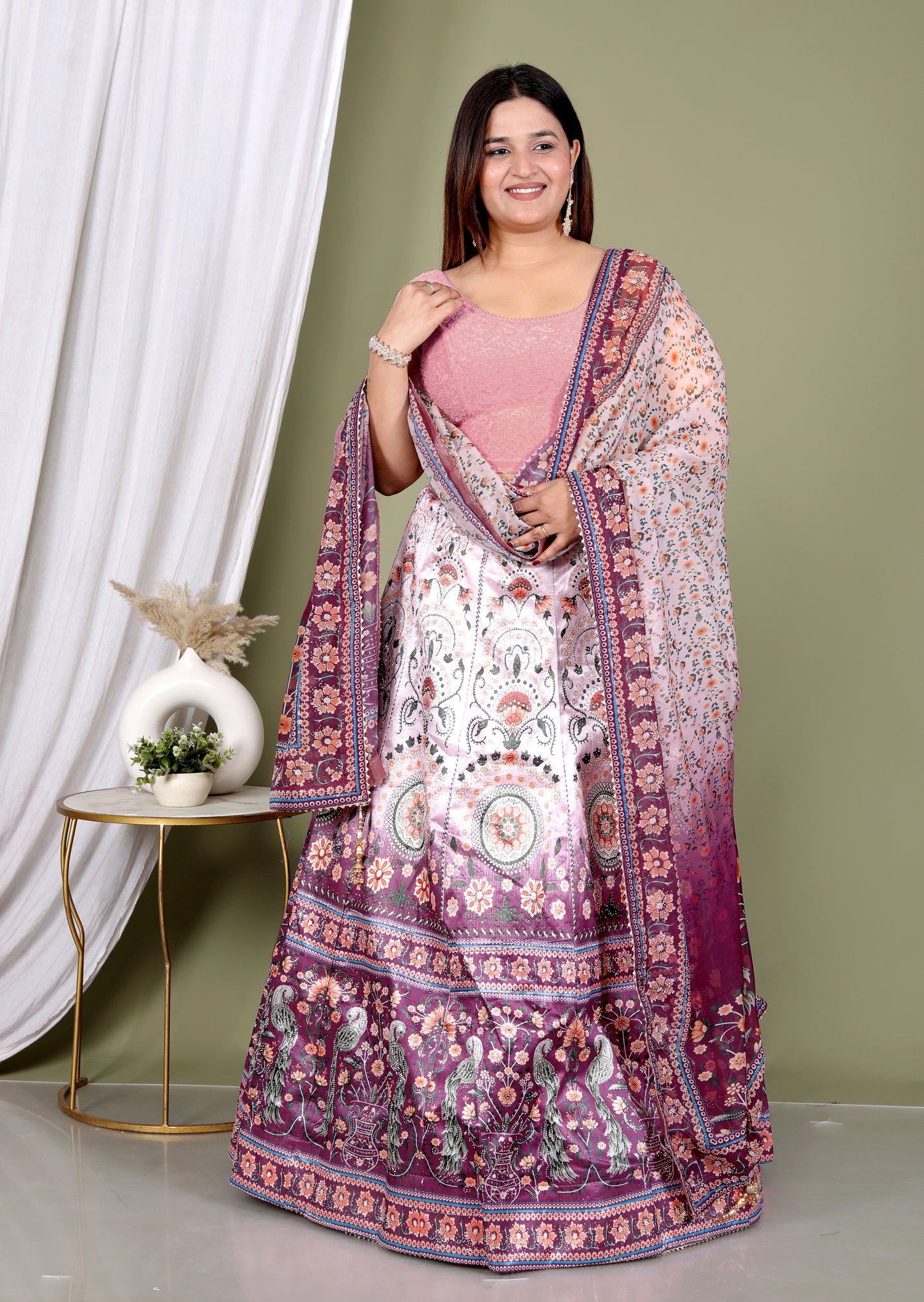 PURE SILK DIGITAL HAND DETAILING LEHNGA