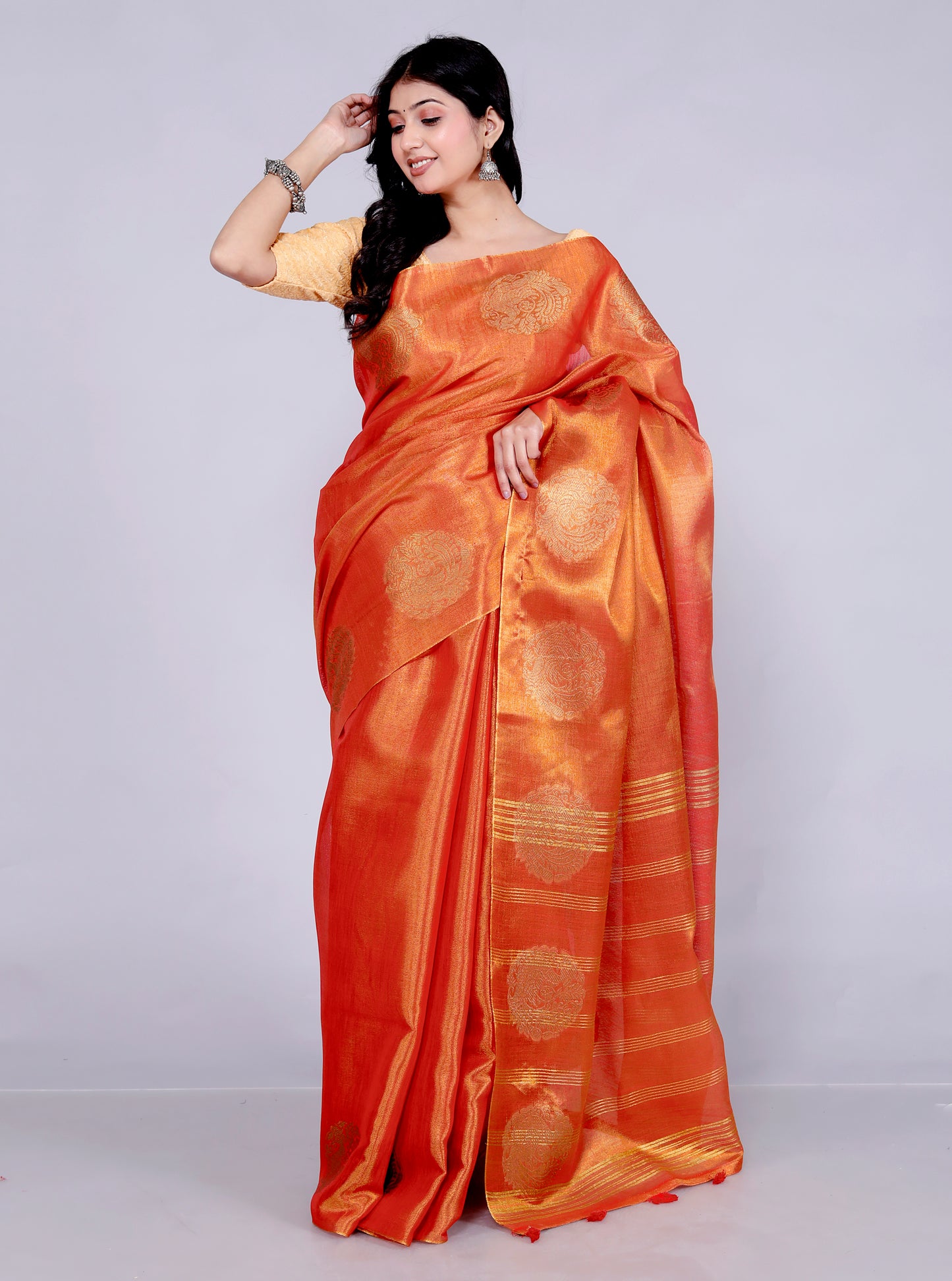 Pure Handloom Tissue Silk Zari Weaving saree