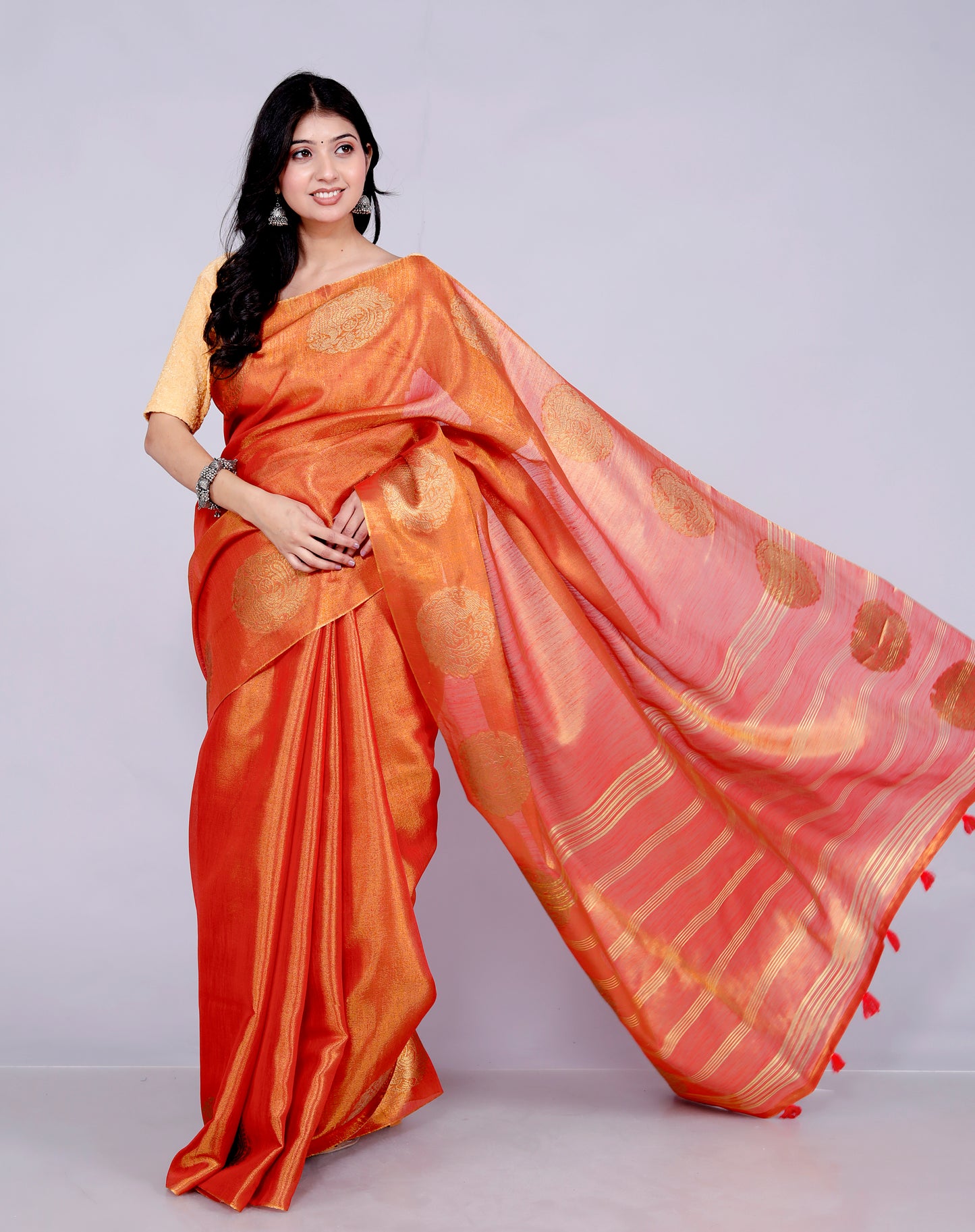 Pure Handloom Tissue Silk Zari Weaving saree