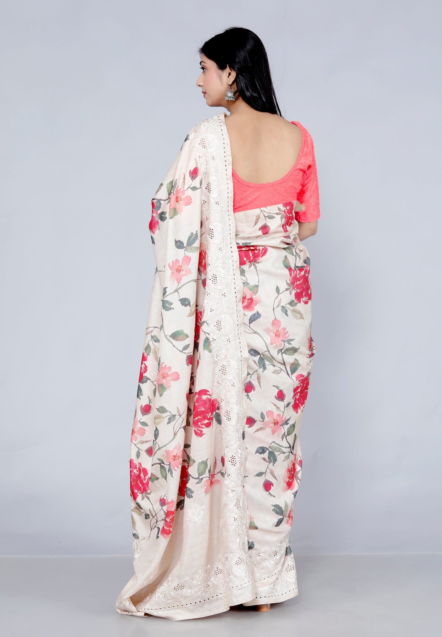 Pure Tussar Digital Silk Embroidery saree