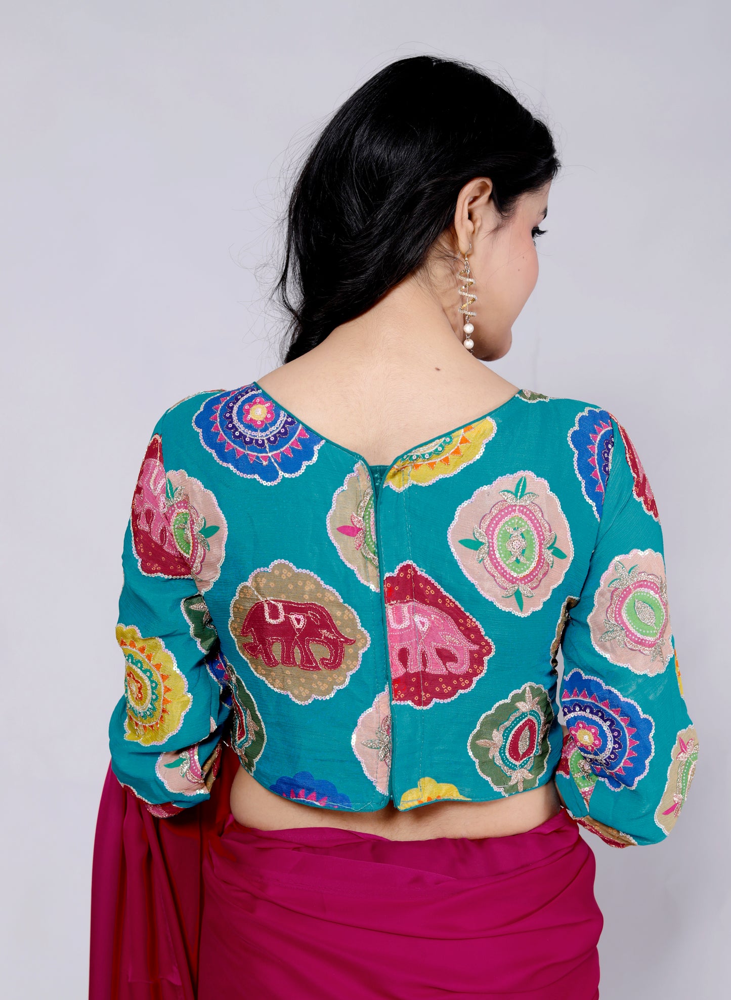 CHINON POSITION PRINT SEQUENCE 3/4 SLEEVES BLOUSE BY SKFBHOLUBHAI
