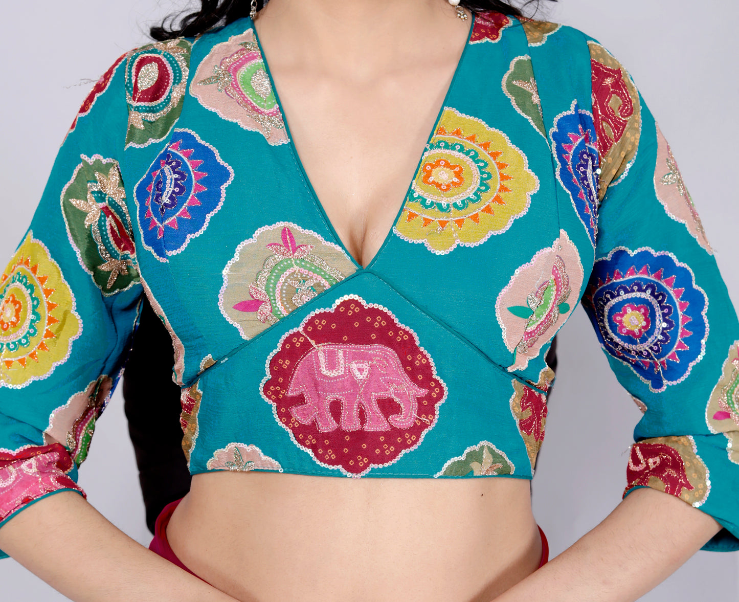 CHINON POSITION PRINT SEQUENCE 3/4 SLEEVES BLOUSE BY SKFBHOLUBHAI