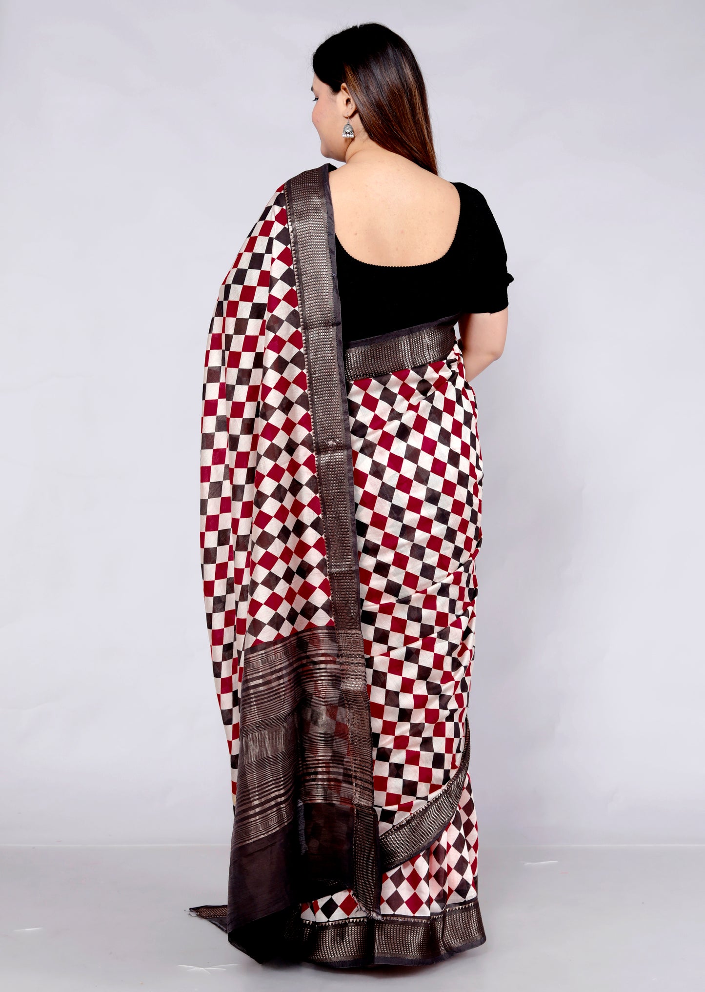 OPADA SILK CHECK PATTERN WEAVING MULTICOLOUR SAREE BY SKFBHOLUBHAI