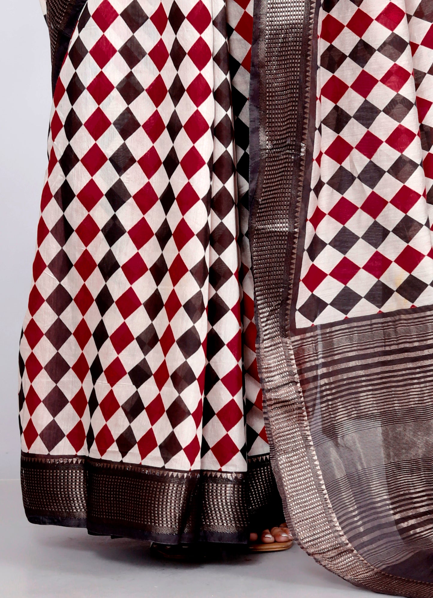OPADA SILK CHECK PATTERN WEAVING MULTICOLOUR SAREE BY SKFBHOLUBHAI