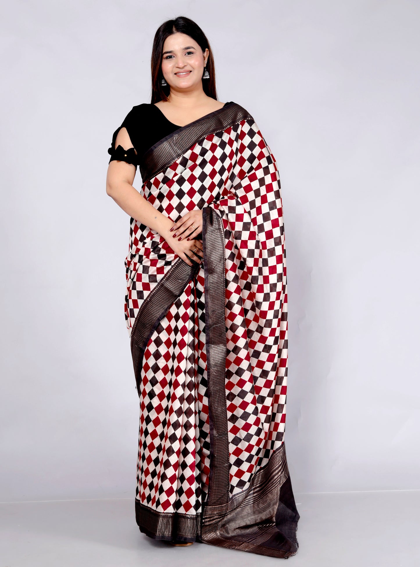 OPADA SILK CHECK PATTERN WEAVING MULTICOLOUR SAREE BY SKFBHOLUBHAI