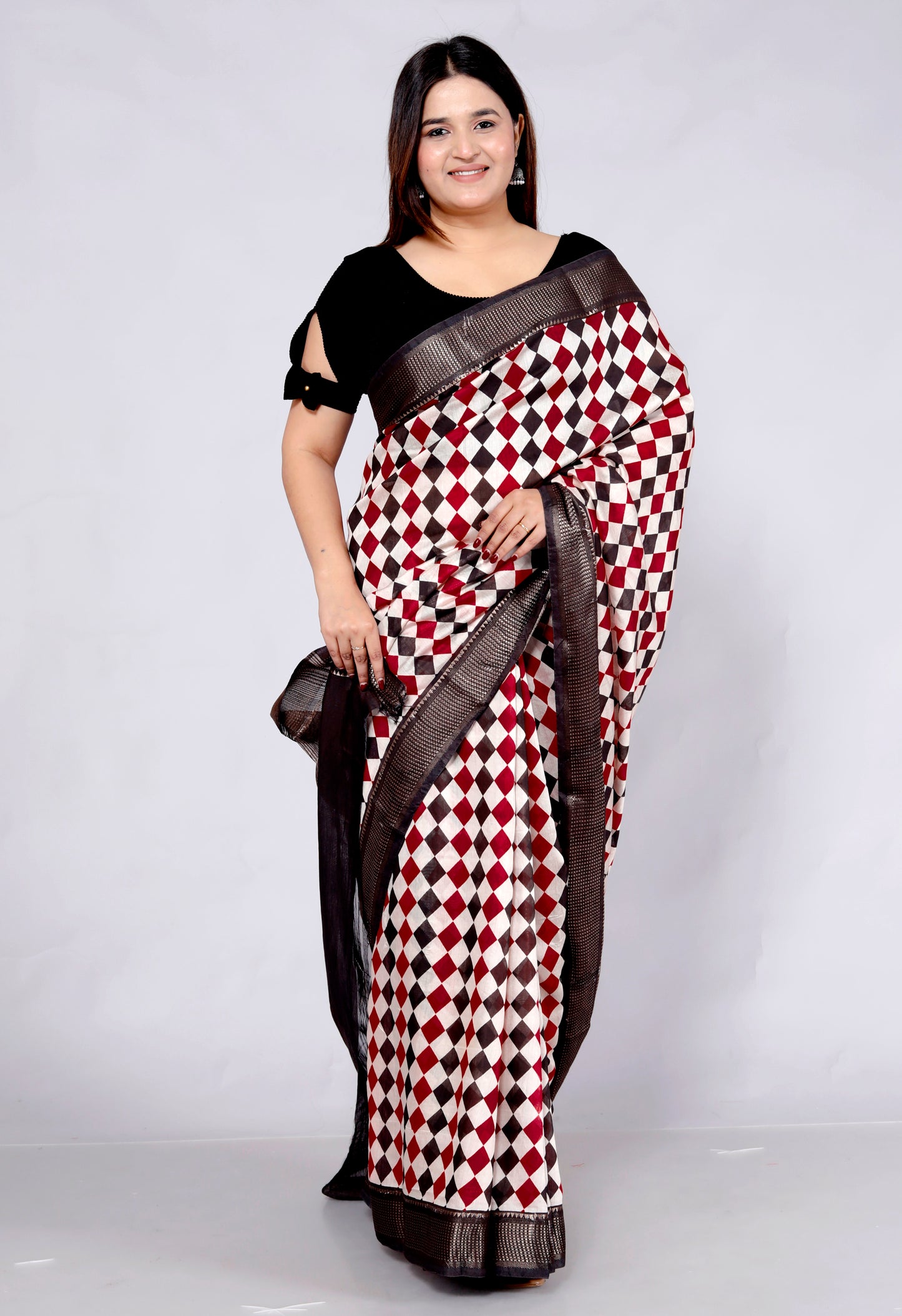 OPADA SILK CHECK PATTERN WEAVING MULTICOLOUR SAREE BY SKFBHOLUBHAI