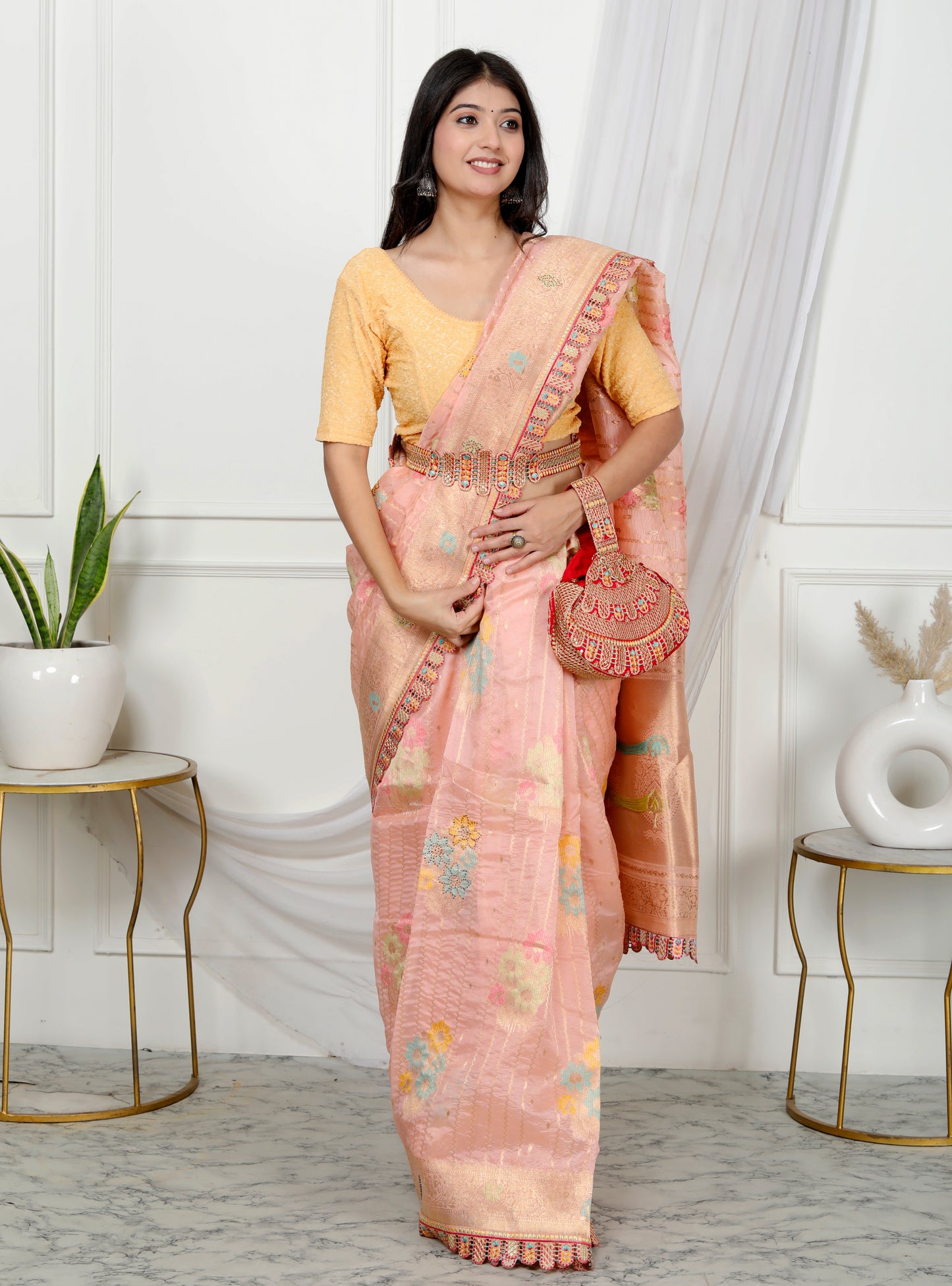 JACCQUARD SILK MULTI THREAD WEAVING SEROSKI TOUCHING SAREE BY SKFBHOLUBHAI