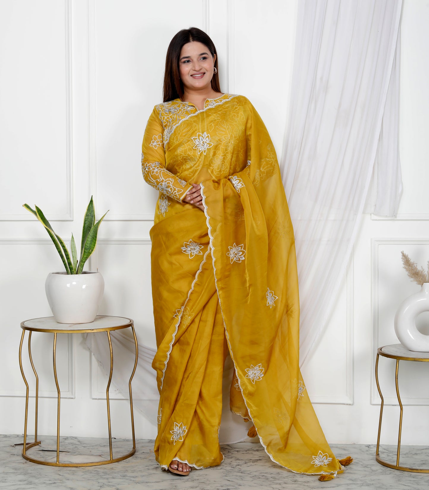 PURE ORGANZA EMBROIDERY JACKET STYLE SAREE