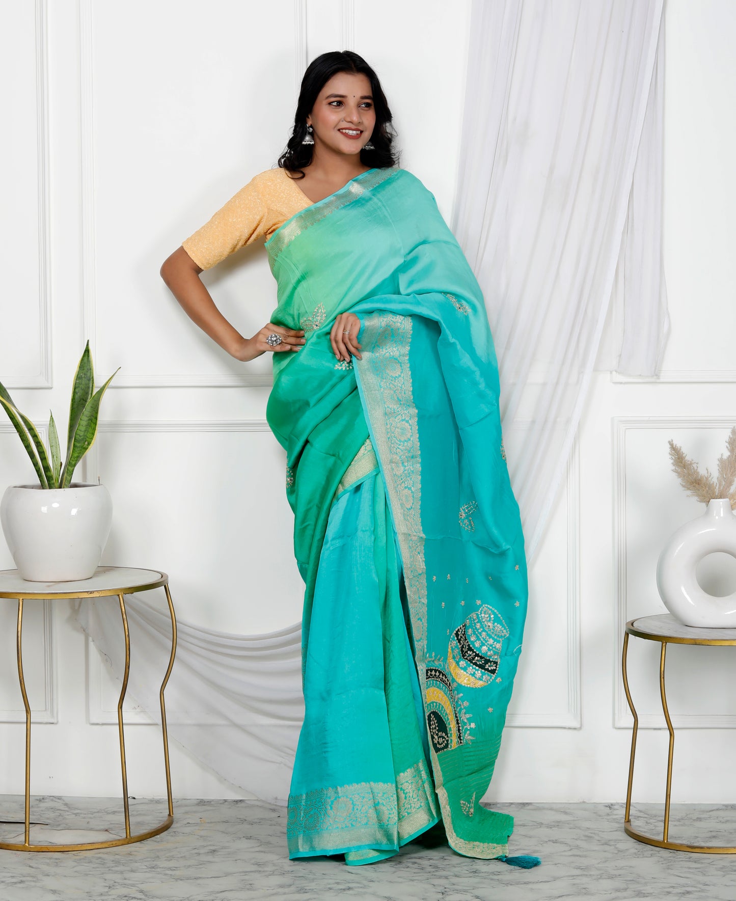 JAIPURI PITTEN WORK OMBRE SAREE