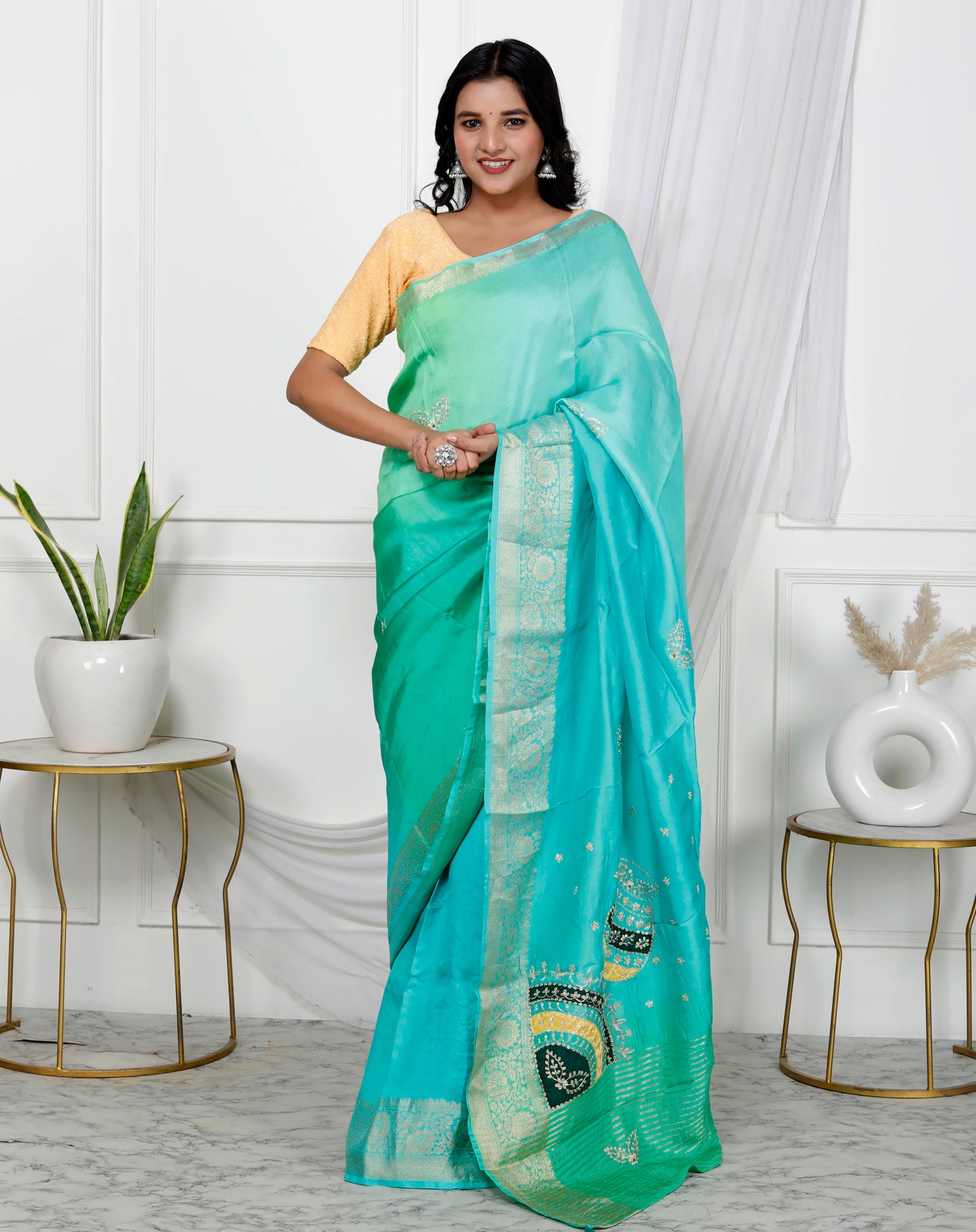 JAIPURI PITTEN WORK OMBRE SAREE