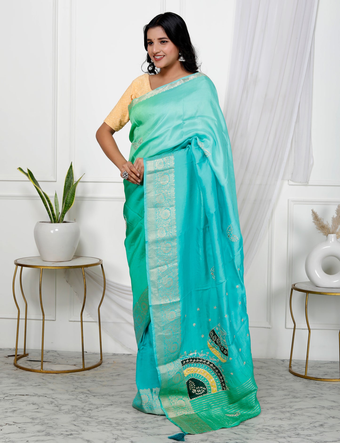 JAIPURI PITTEN WORK OMBRE SAREE