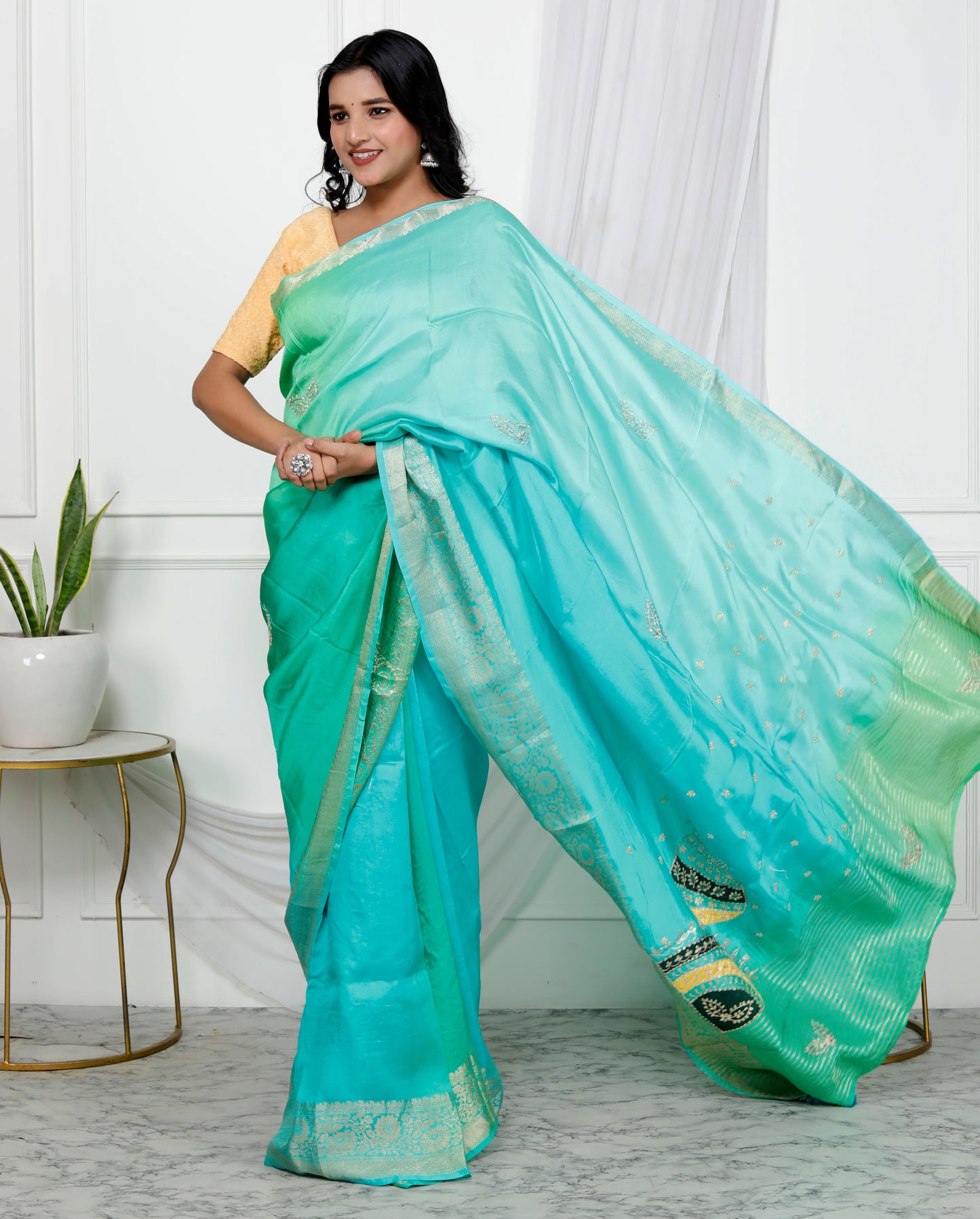 JAIPURI PITTEN WORK OMBRE SAREE