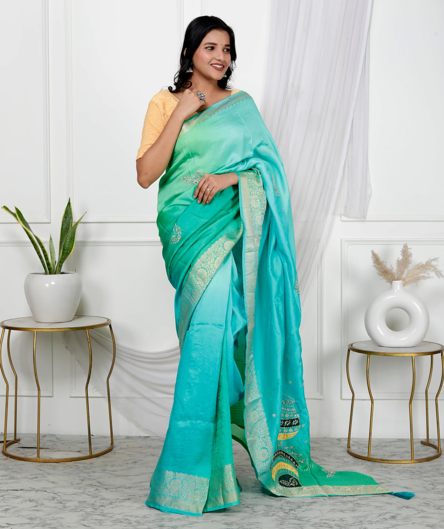 JAIPURI PITTEN WORK OMBRE SAREE