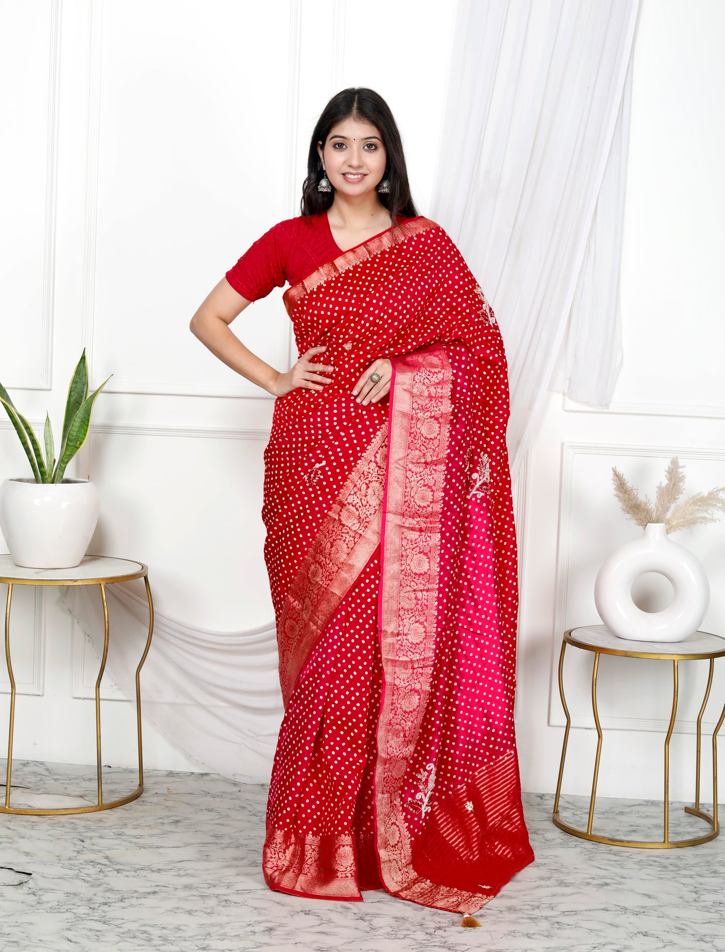 JAIPURI BHANDEJ HANWORK SAREE