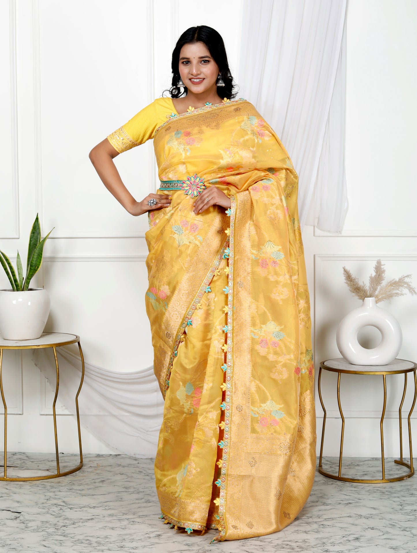 PURE SILK MULTI WEAVING STONE SAREE