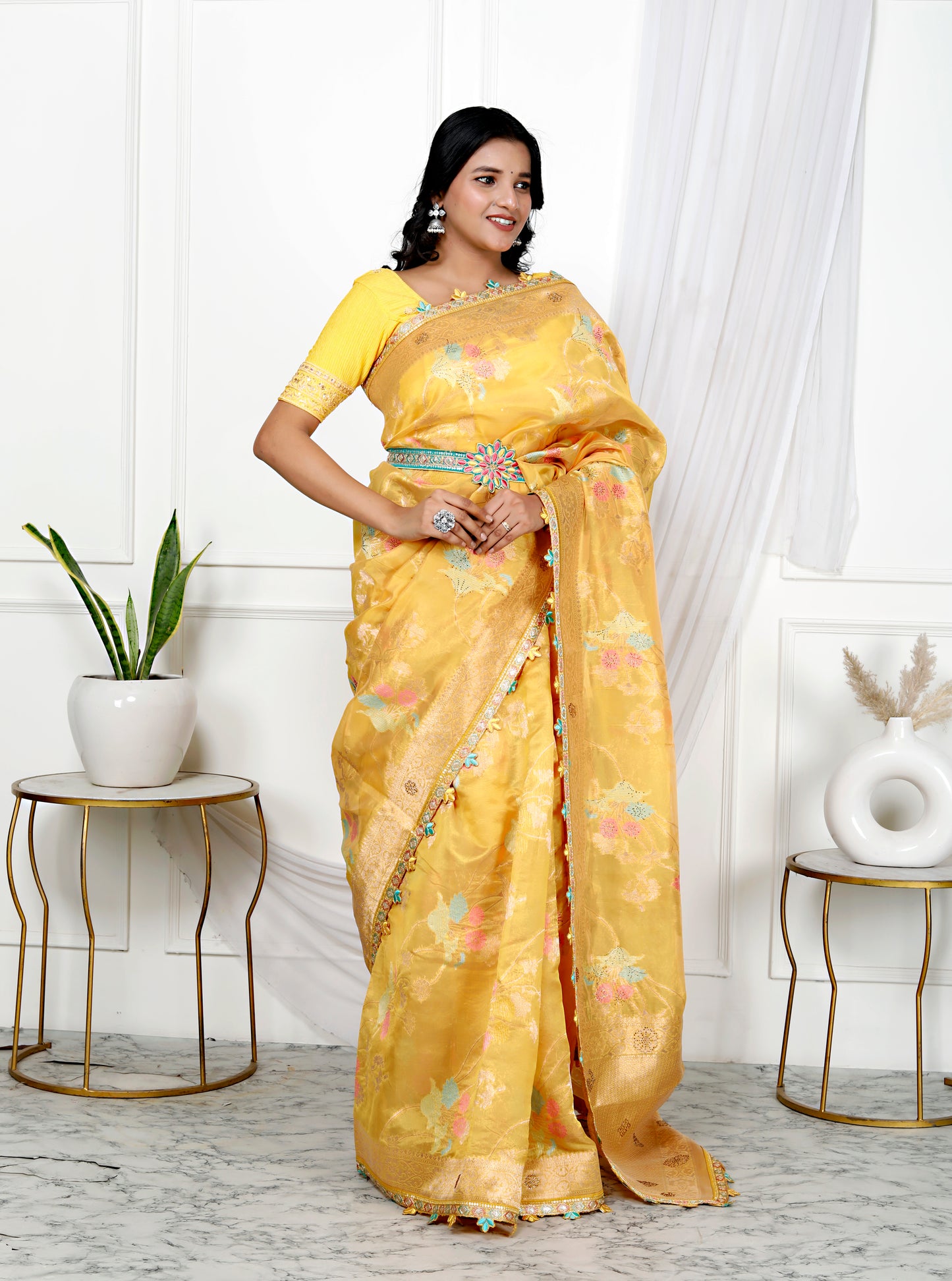 PURE SILK MULTI WEAVING STONE SAREE