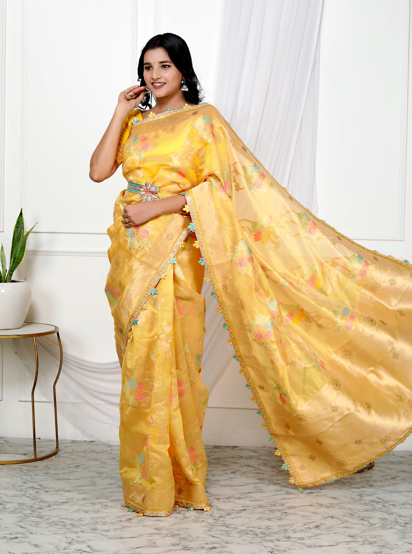 PURE SILK MULTI WEAVING STONE SAREE