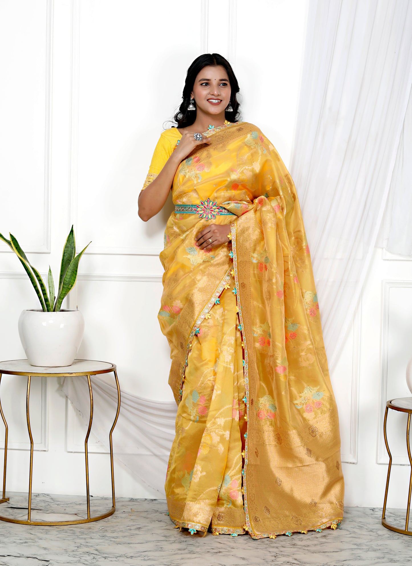 PURE SILK MULTI WEAVING STONE SAREE