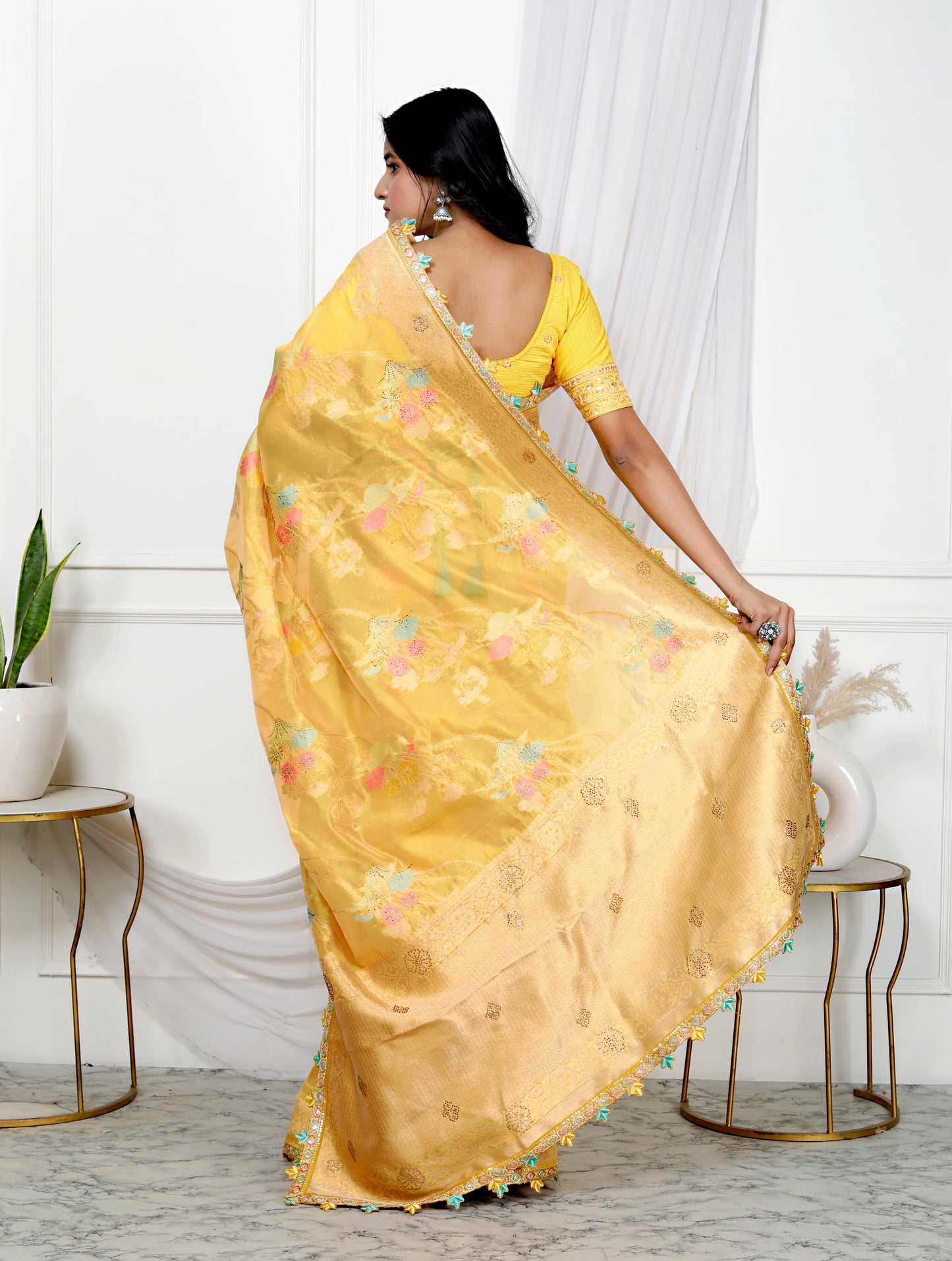 PURE SILK MULTI WEAVING STONE SAREE