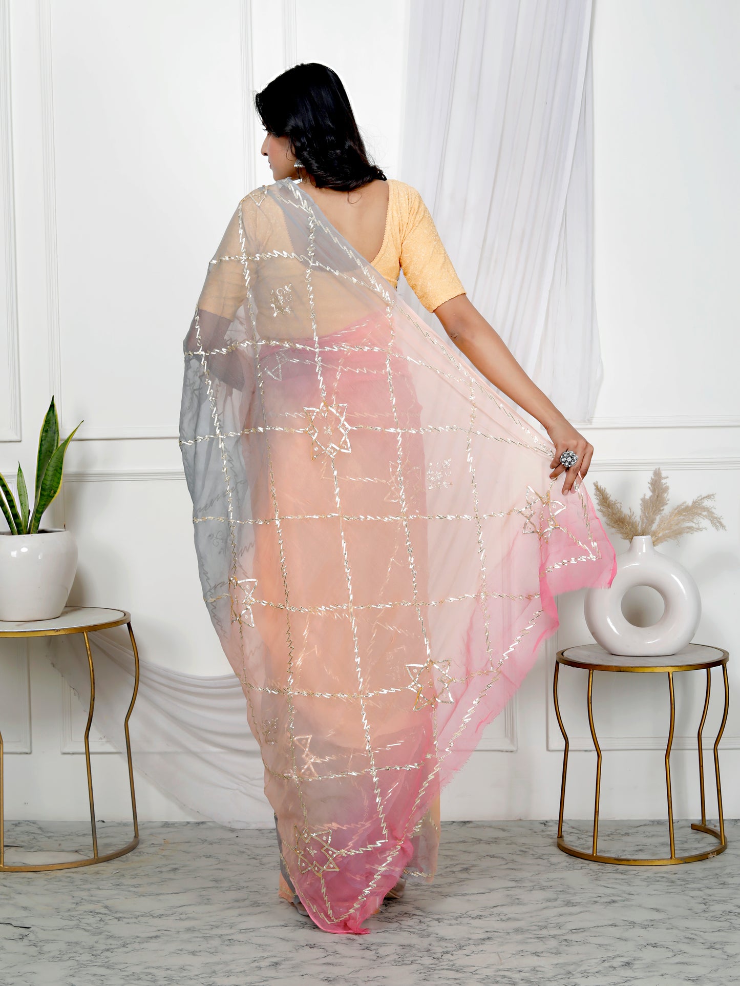 CHIFFON KACHA GOTTA SAREE