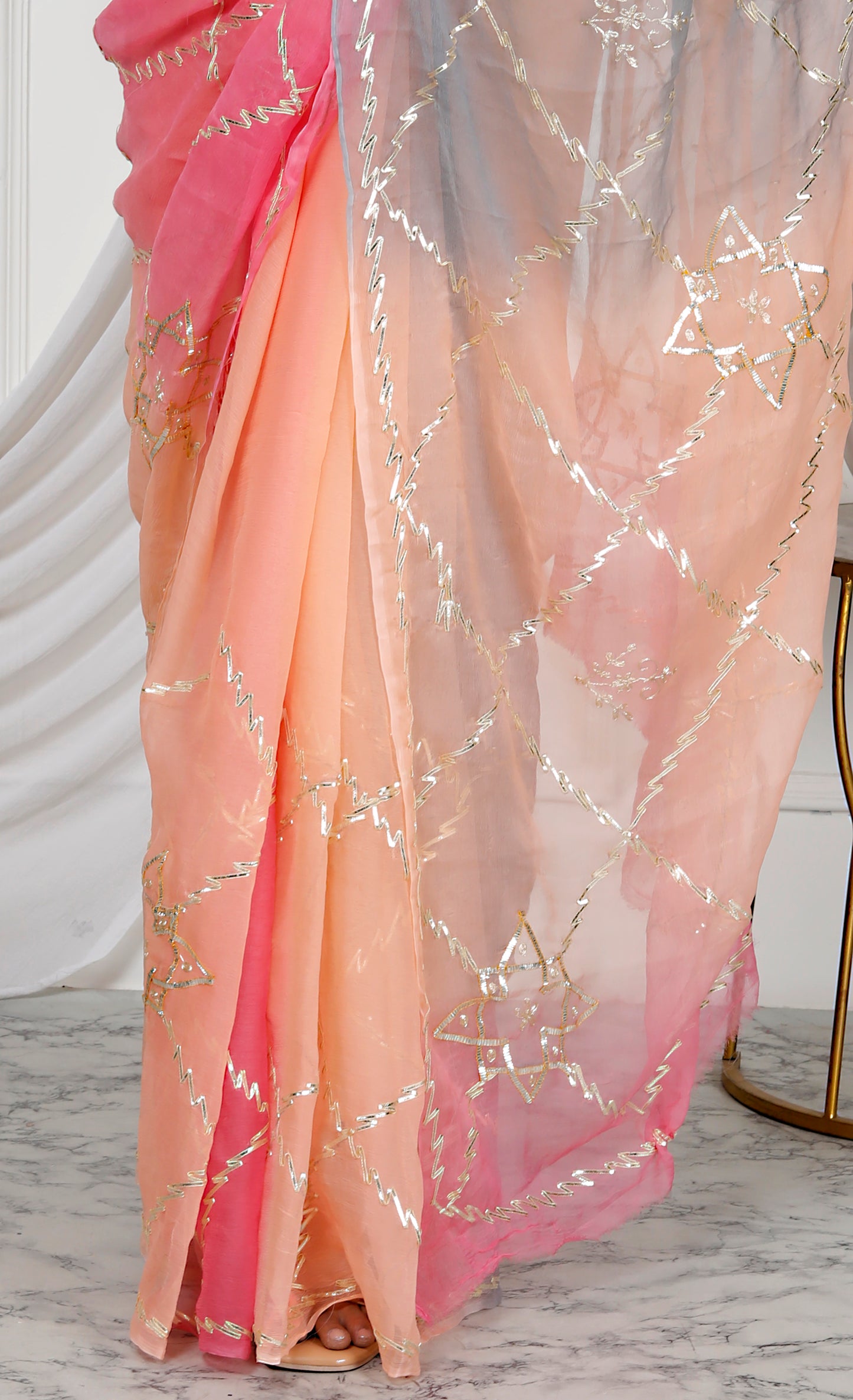 CHIFFON KACHA GOTTA SAREE