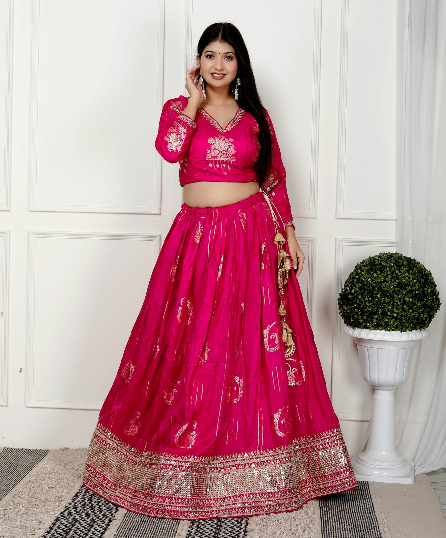 GULABI SEQUENCE SILK LEHNGA
