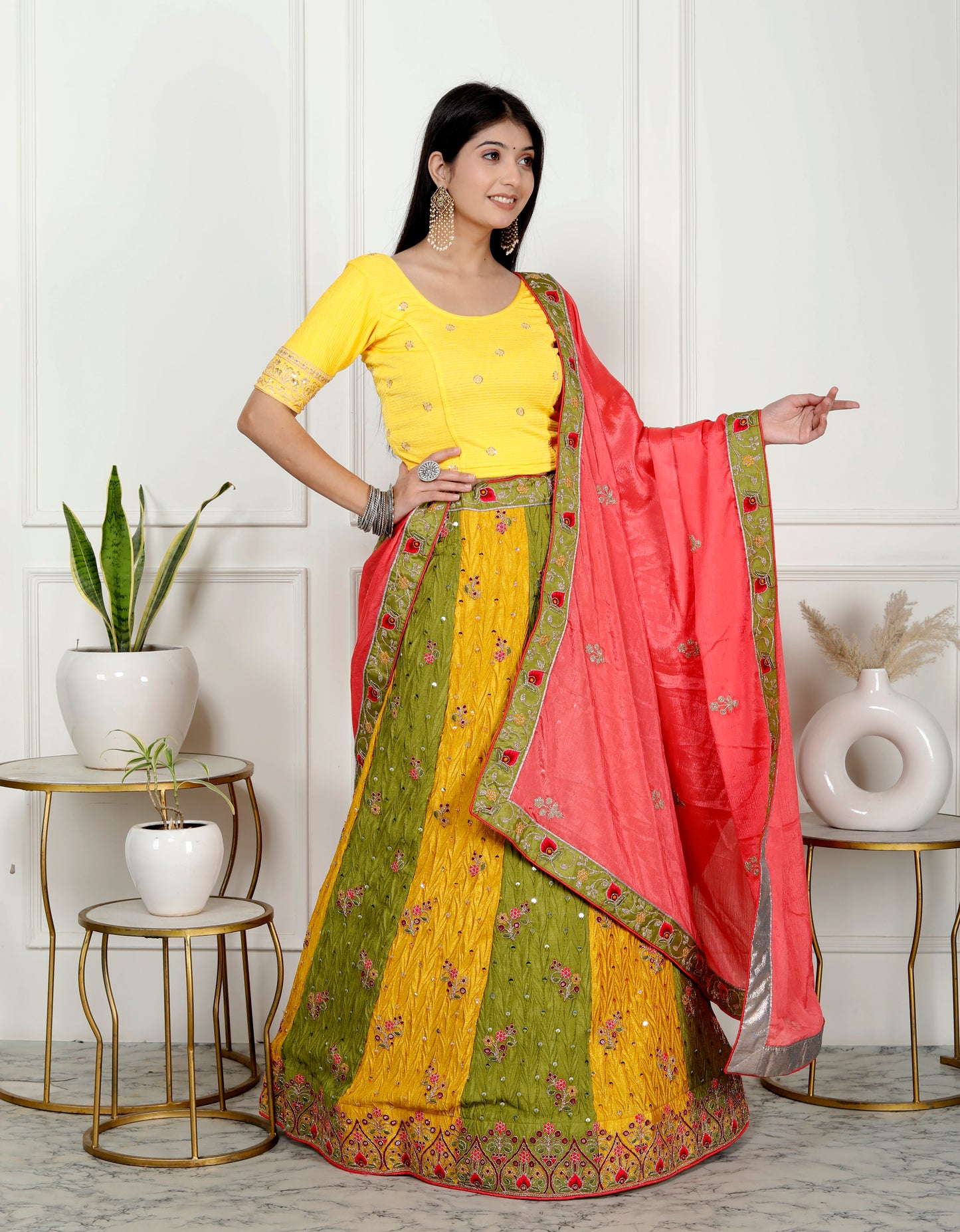 MULTI COLOUR EMBROIDERY LEHNGA