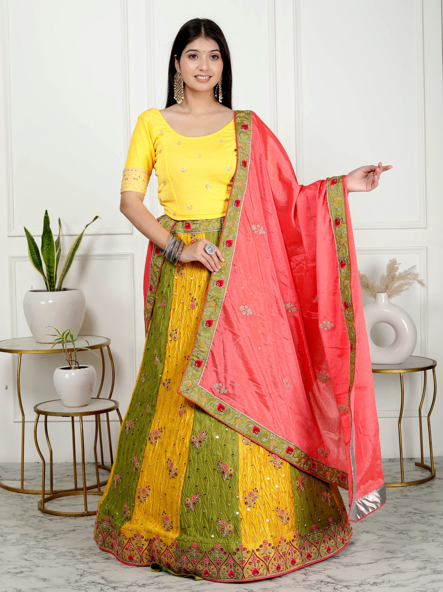 MULTI COLOUR EMBROIDERY LEHNGA