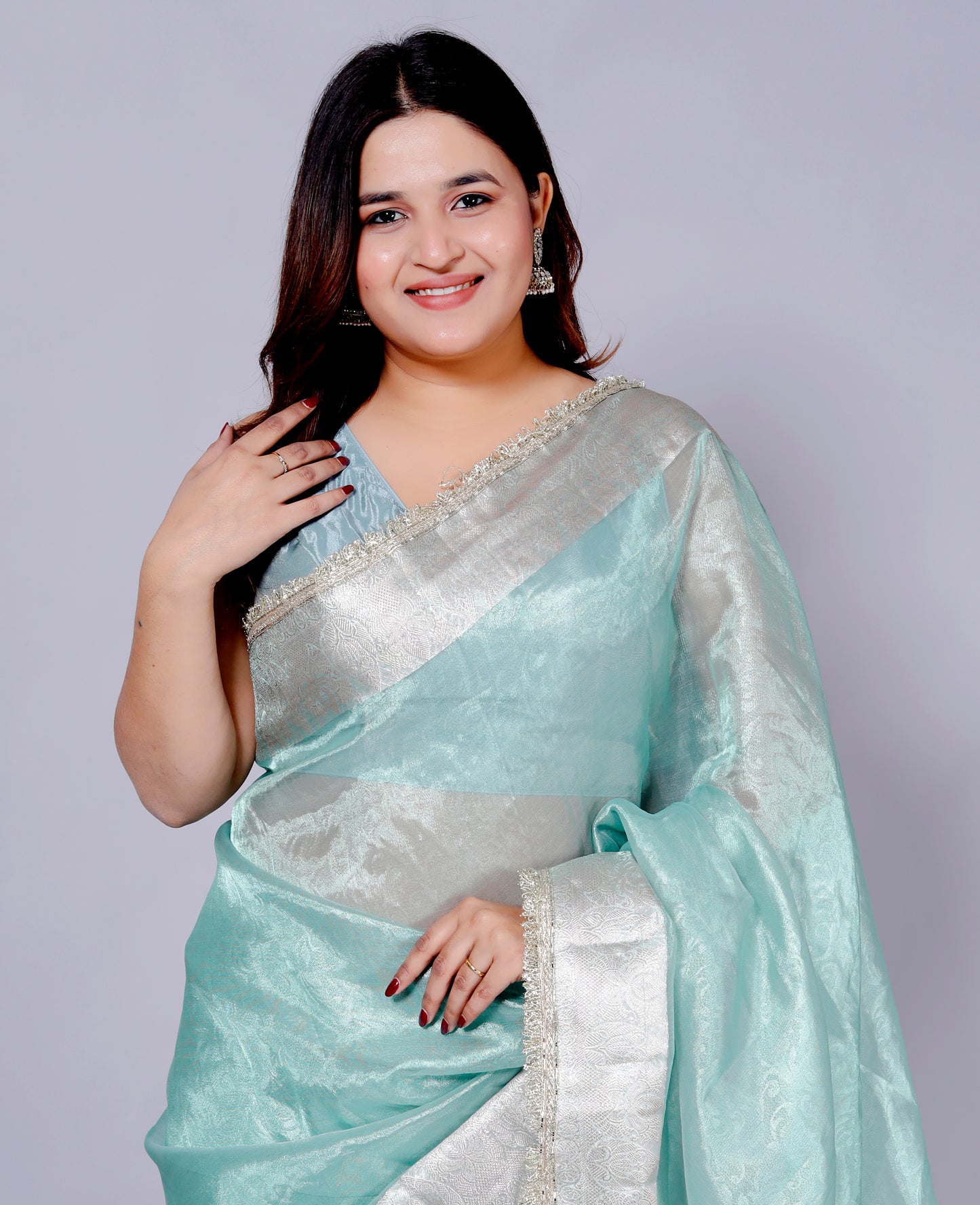 Roopgatha Pure Banarsi Tissue Border Saree