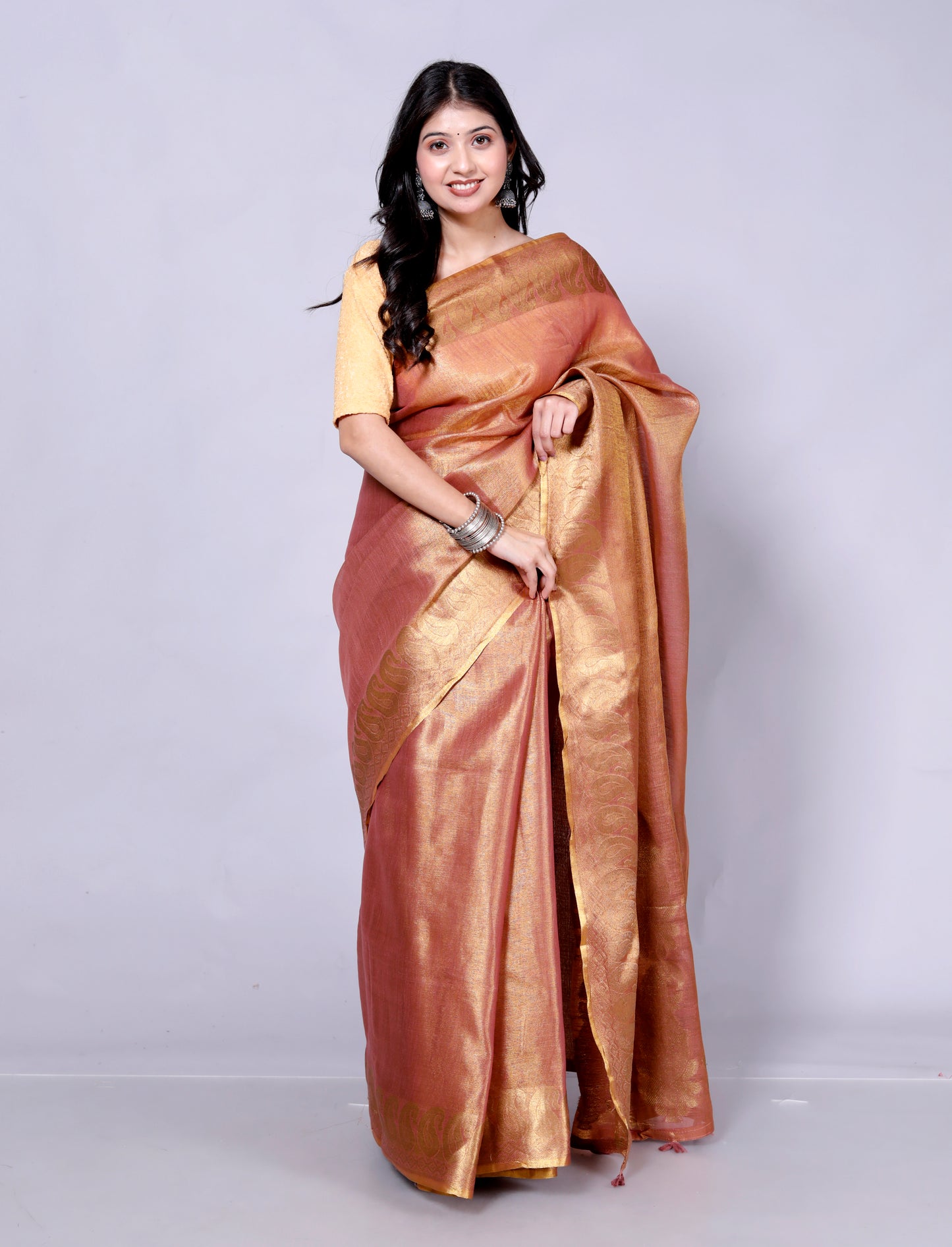Pure Handloom Tissue Silk Zari Weaving Saree