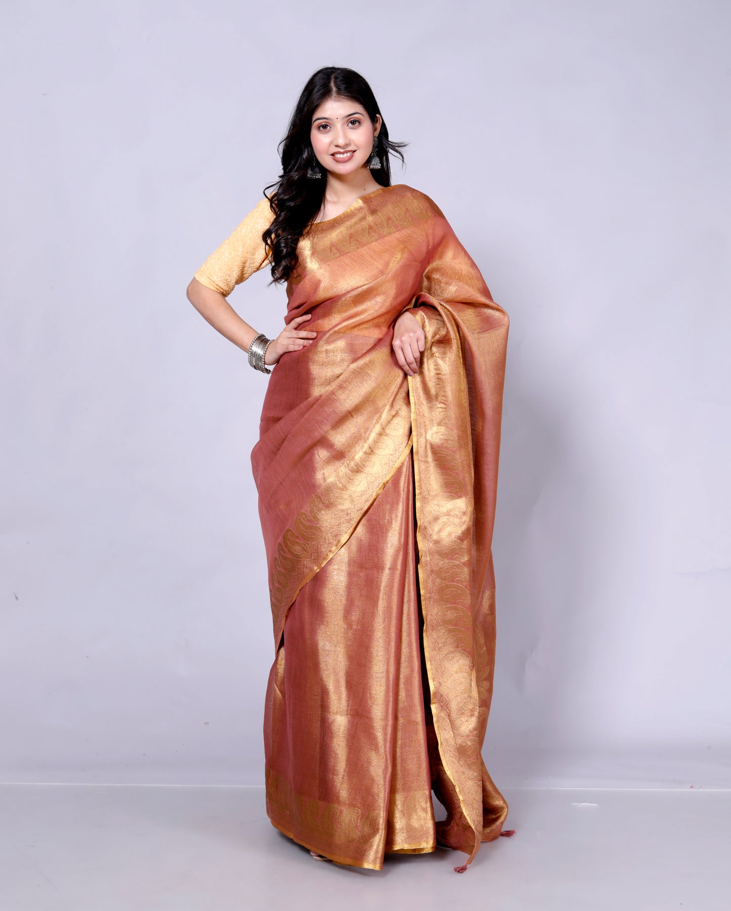 Pure Handloom Tissue Silk Zari Weaving Saree