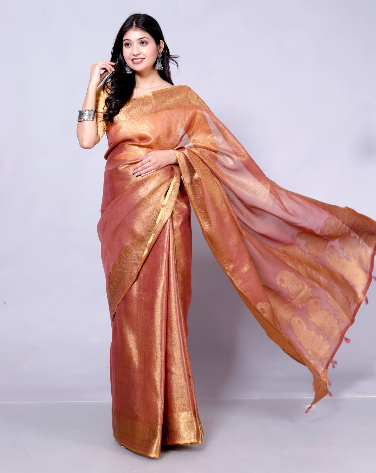 Pure Handloom Tissue Silk Zari Weaving Saree
