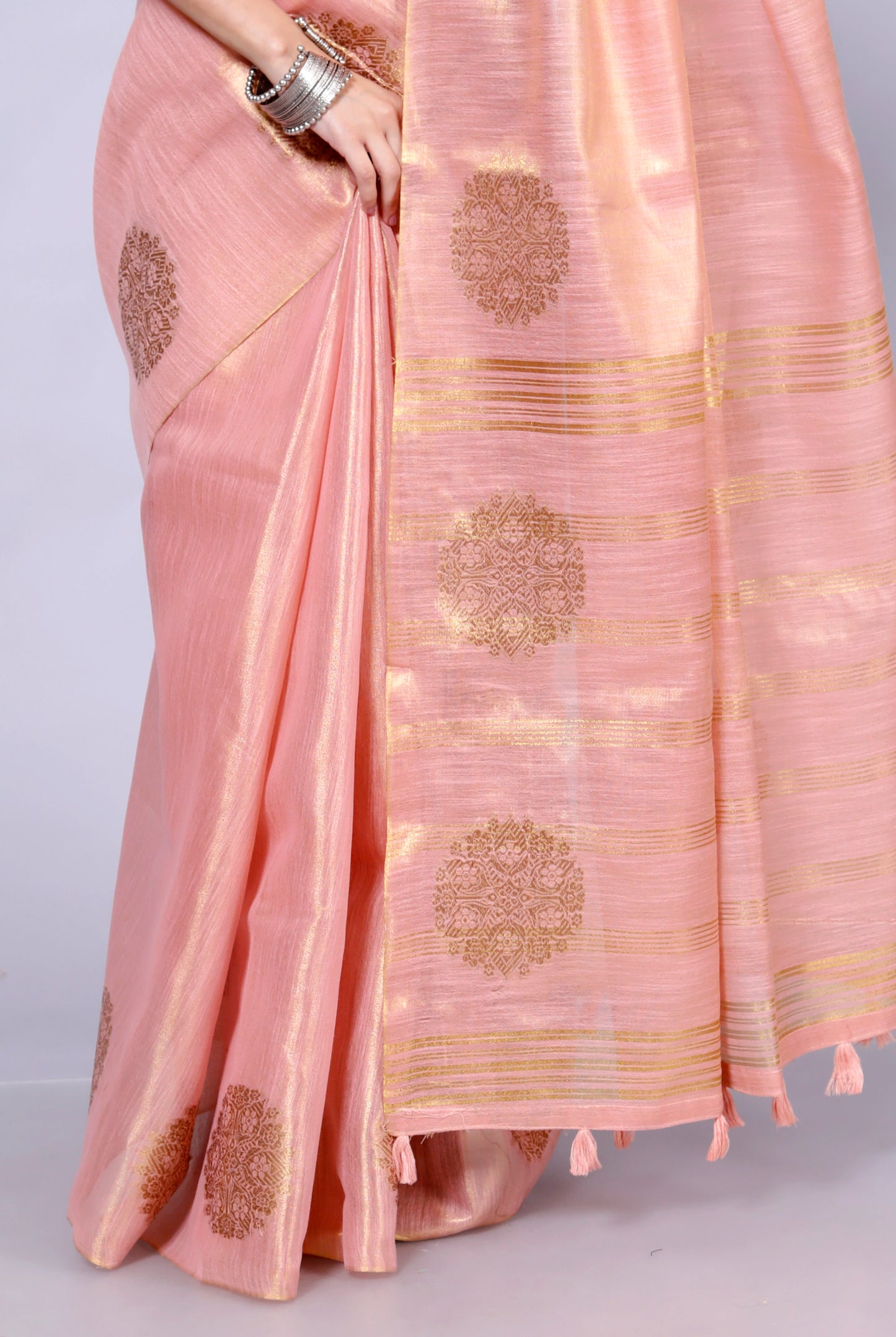 Pure Handloom Tissue Silk Zari Motif Saree